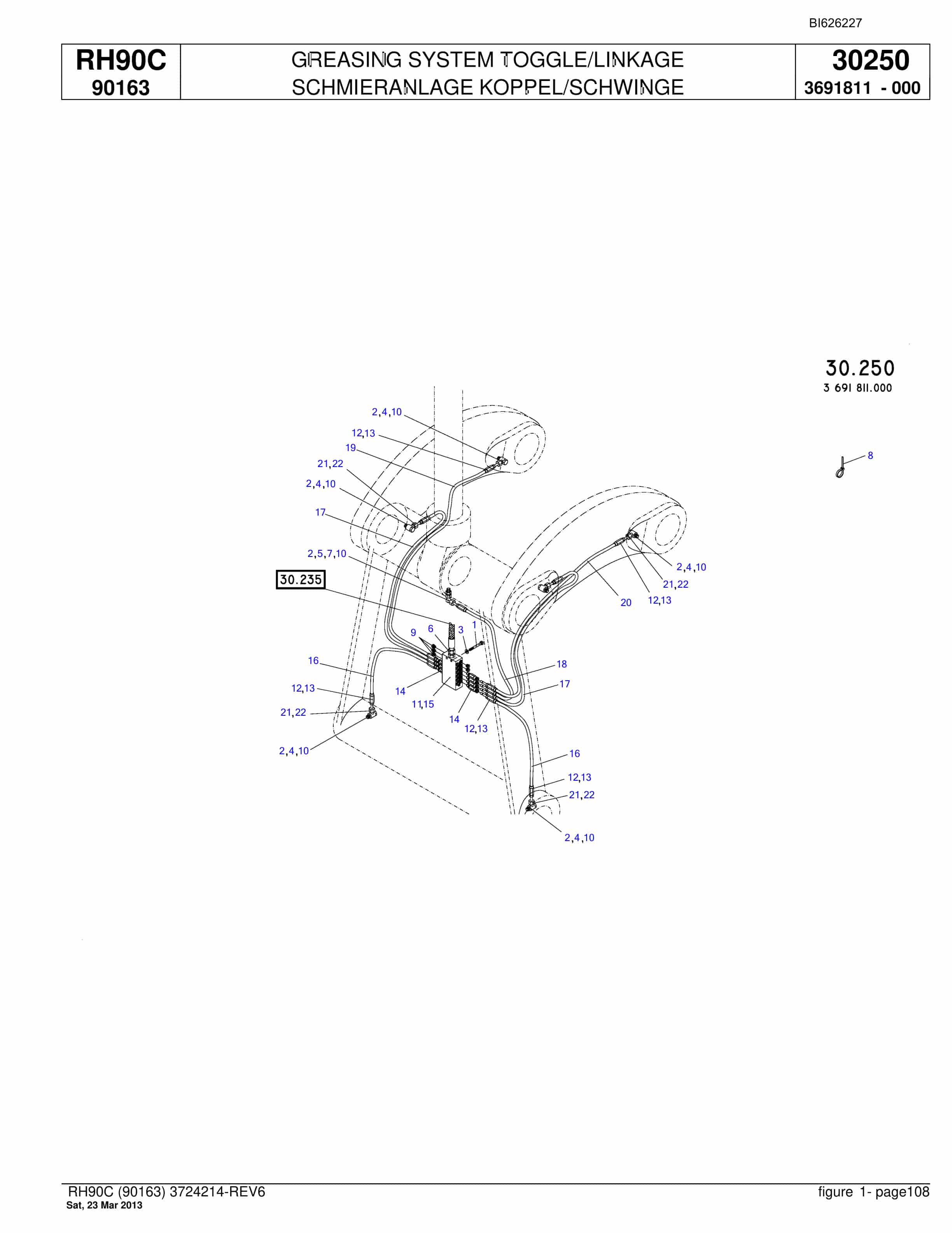 Bucyrus RH90C Hydraulic Excavator Parts Catalog BI626227-4