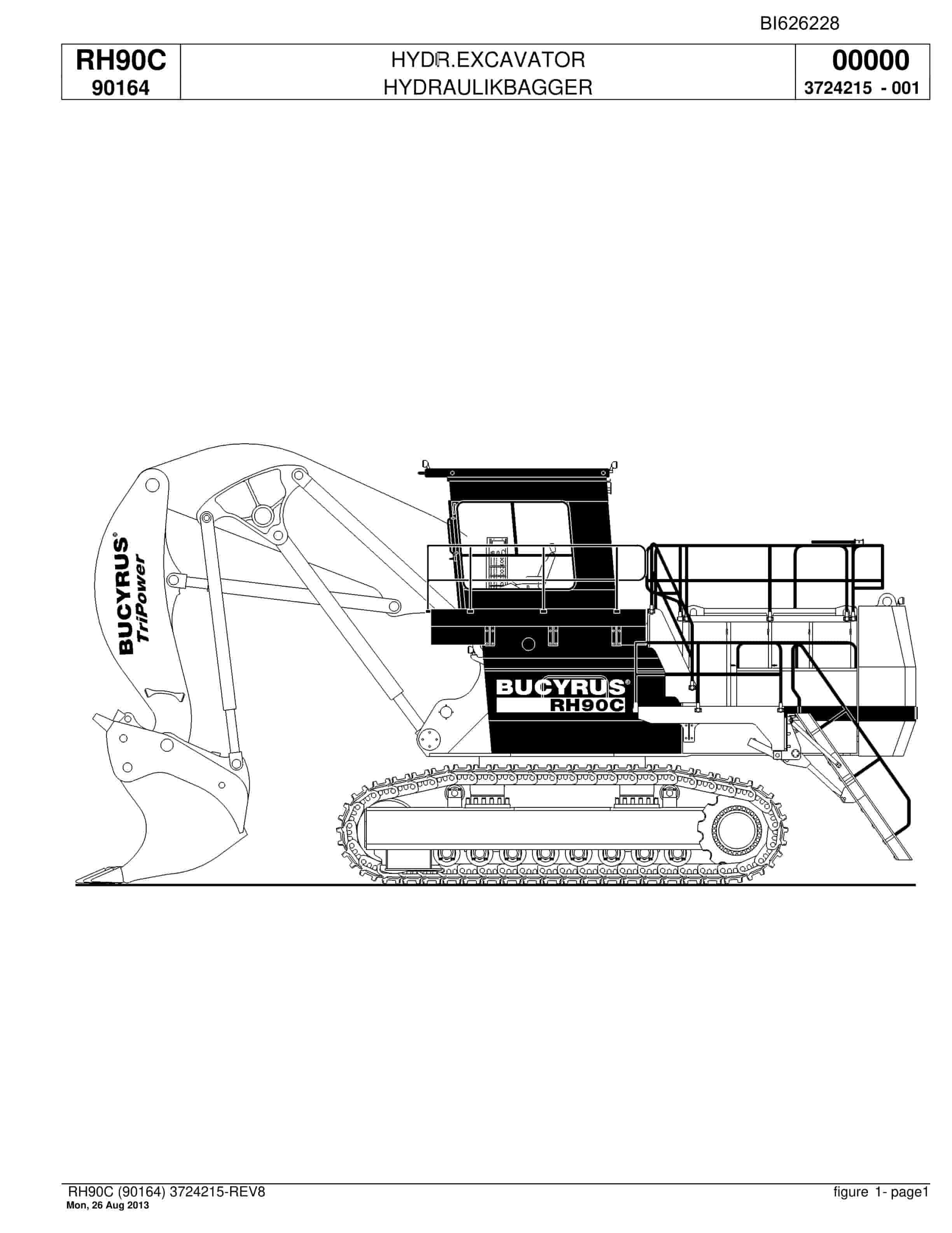 Bucyrus RH90C Hydraulic Excavator Parts Catalog BI626228