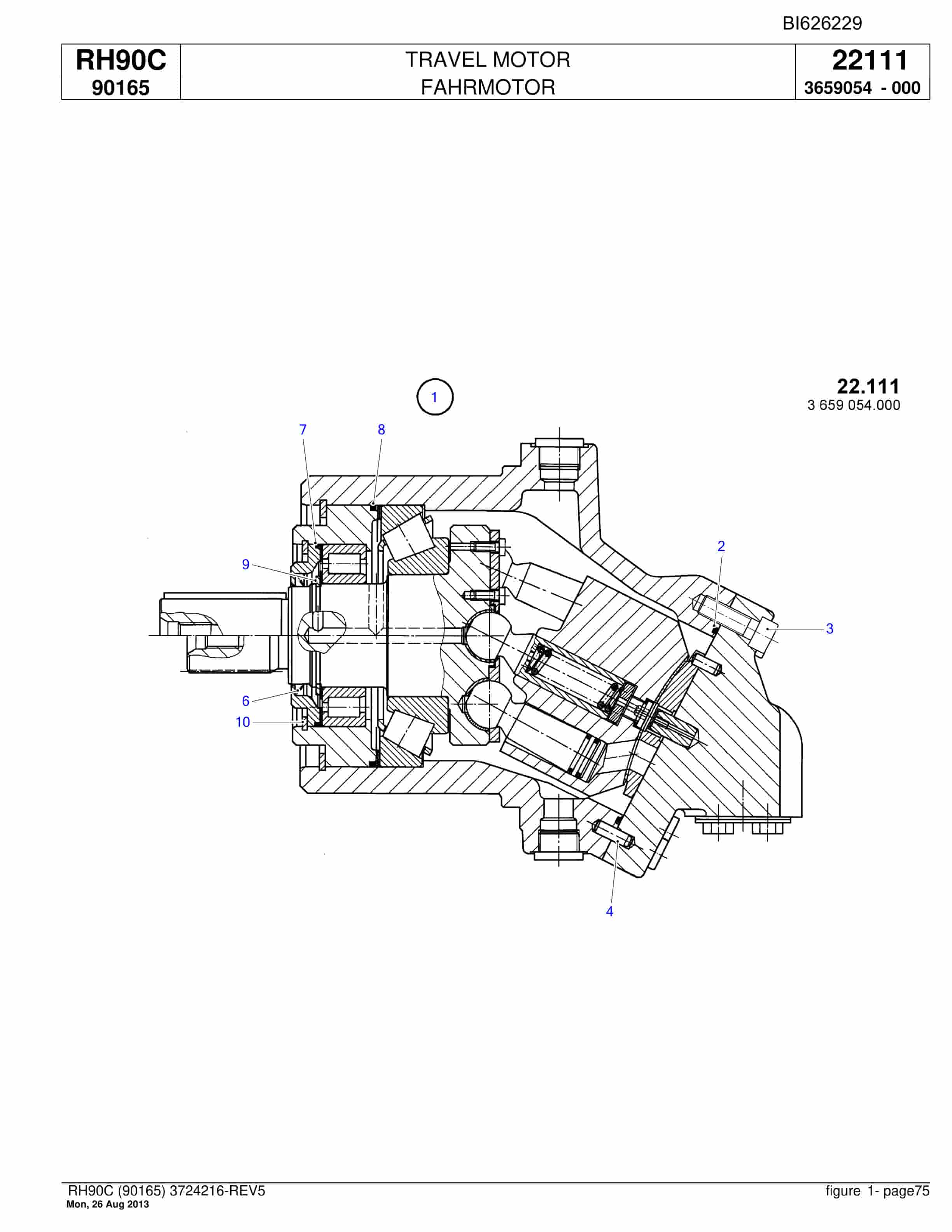 Bucyrus RH90C Hydraulic Excavator Parts Catalog BI626229-2