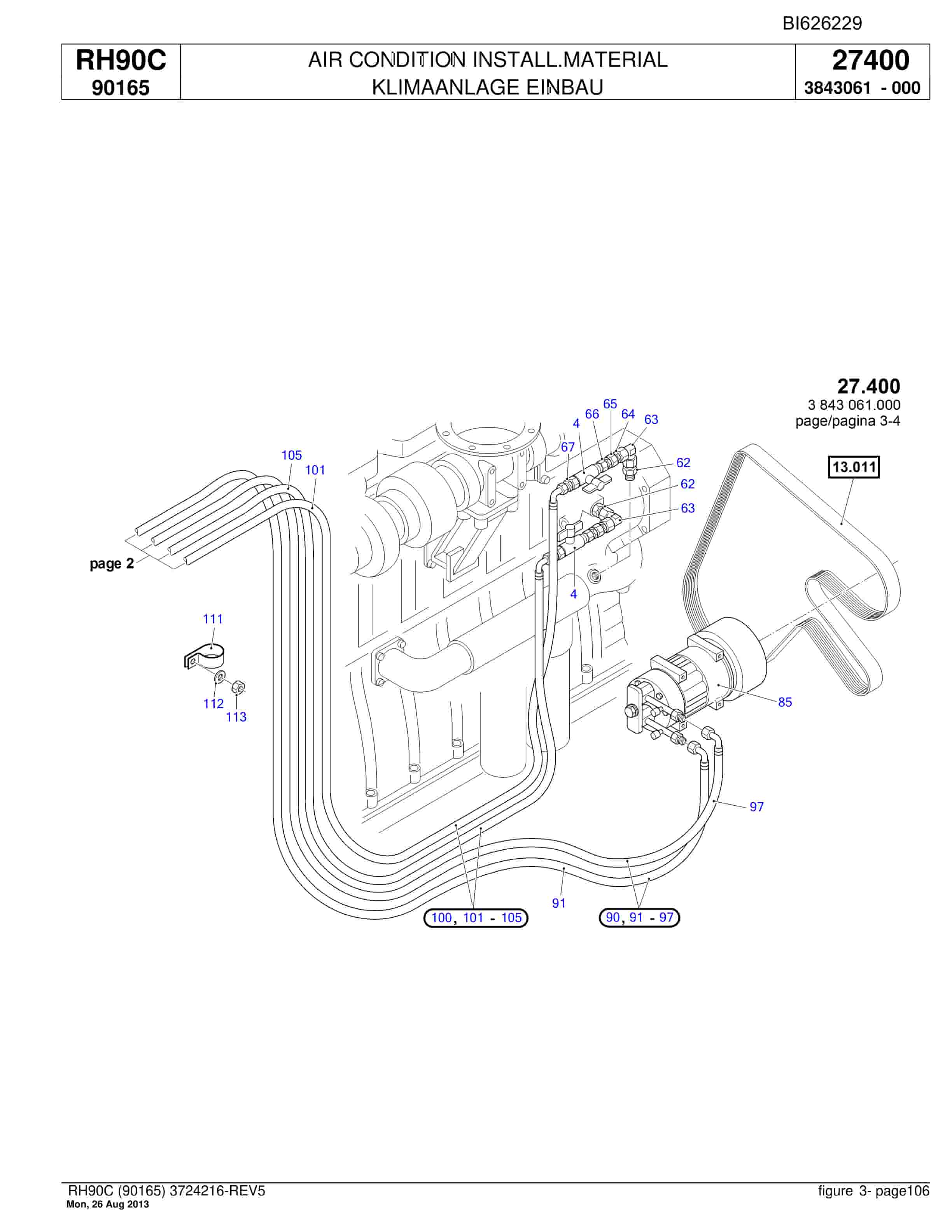 Bucyrus RH90C Hydraulic Excavator Parts Catalog BI626229-3