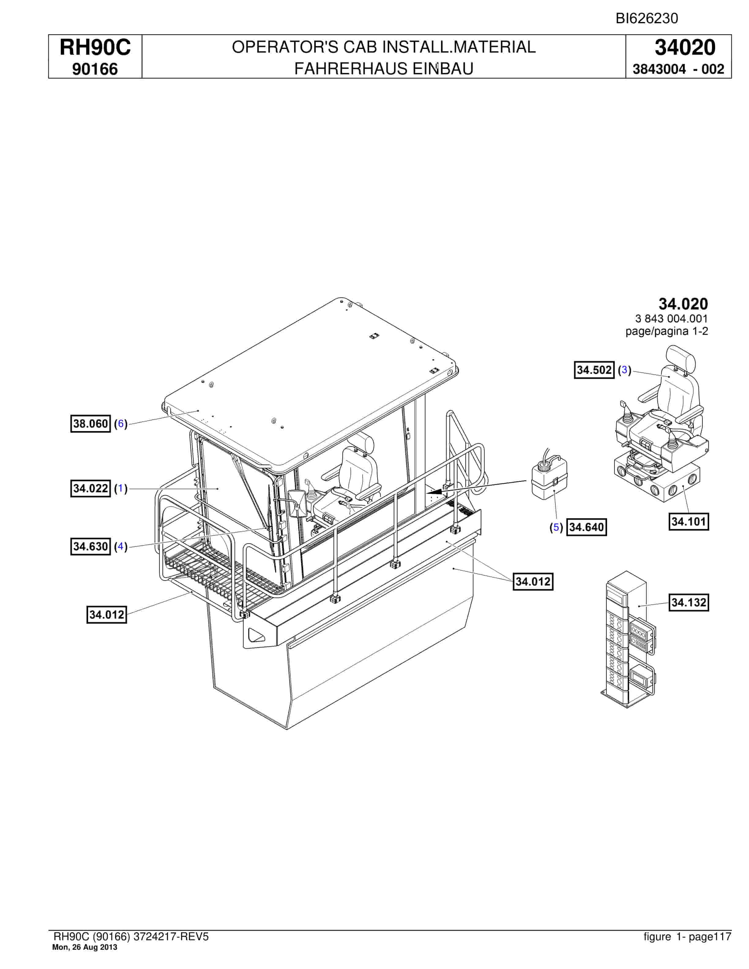 Bucyrus RH90C Hydraulic Excavator Parts Catalog BI626230-5