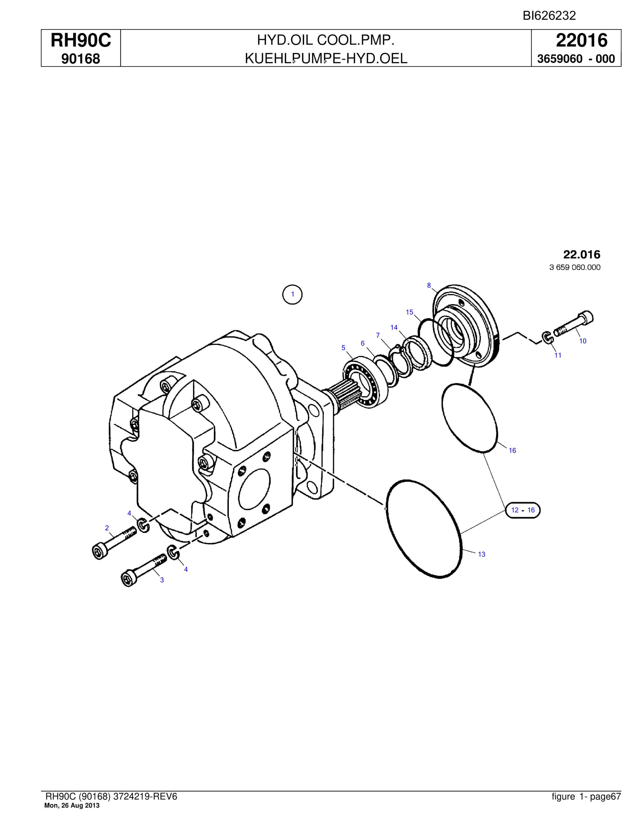 Bucyrus RH90C Hydraulic Excavator Parts Catalog BI626232-2