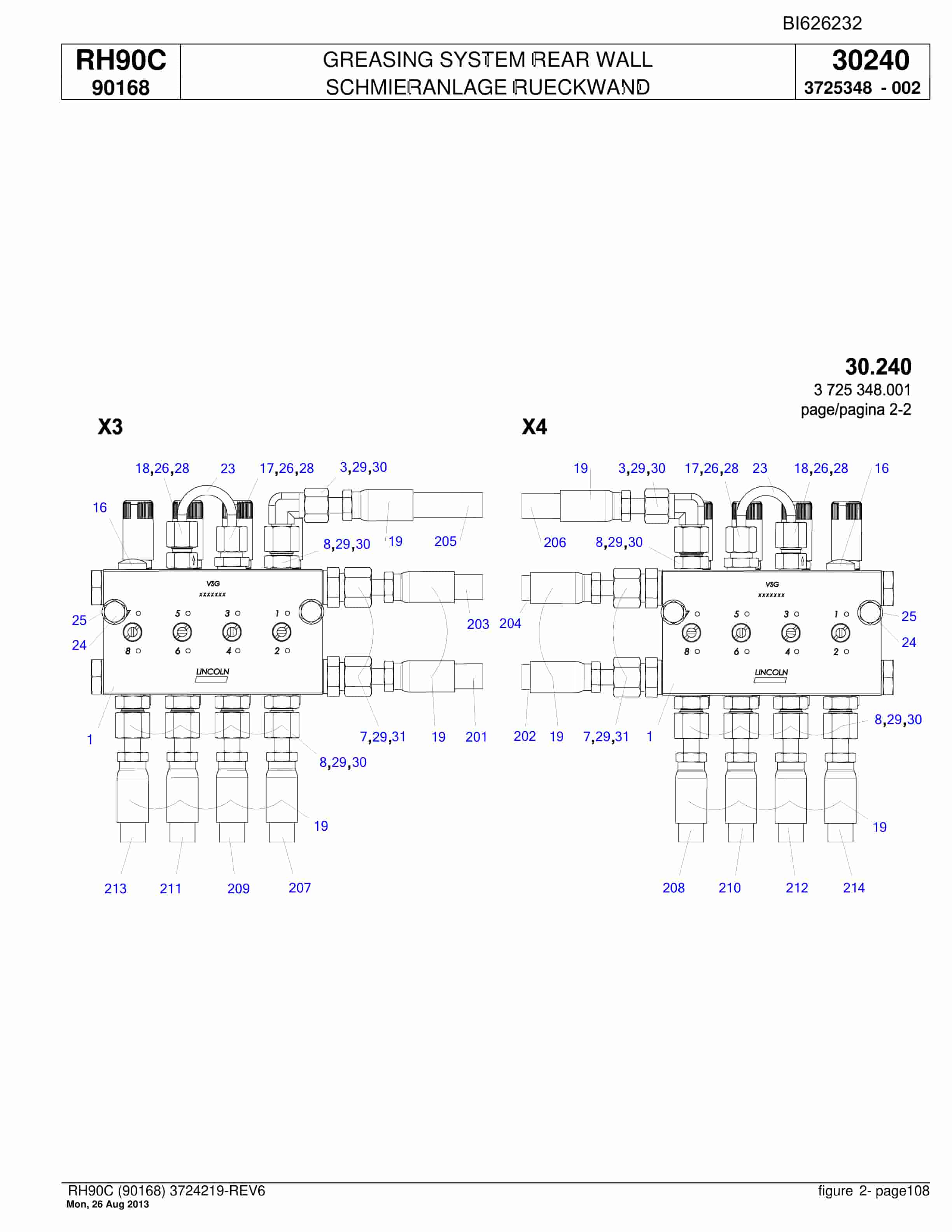 Bucyrus RH90C Hydraulic Excavator Parts Catalog BI626232-4