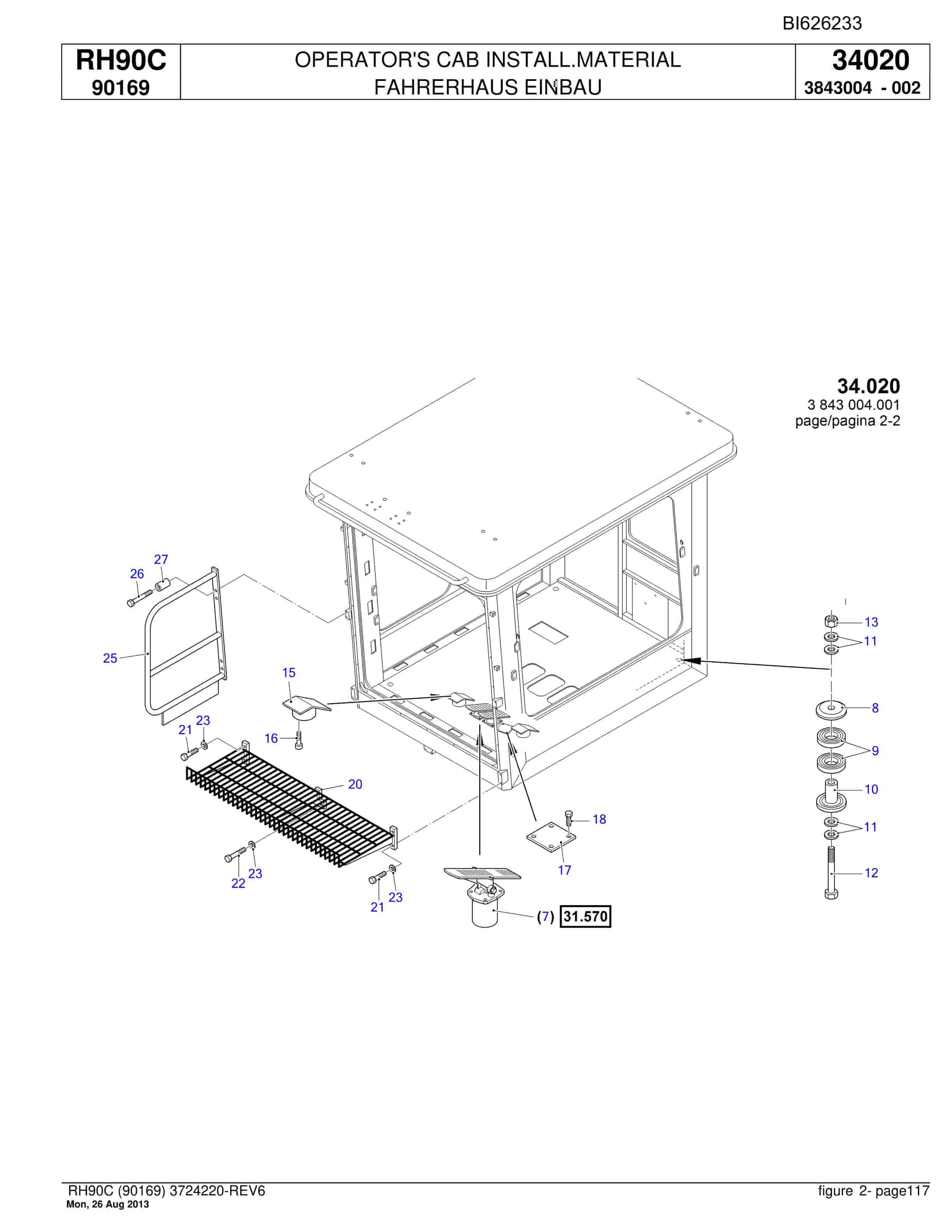 Bucyrus RH90C Hydraulic Excavator Parts Catalog BI626233-5