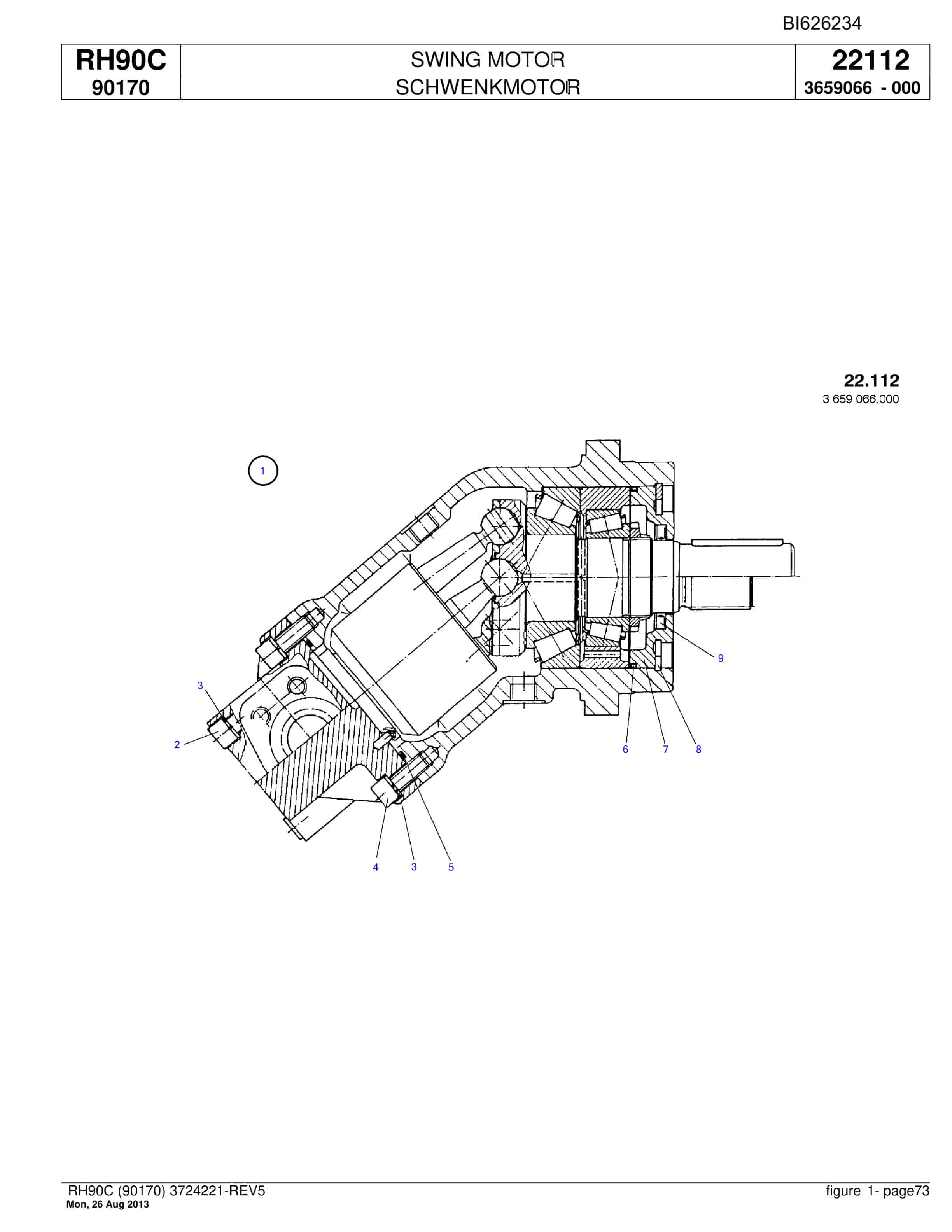 Bucyrus RH90C Hydraulic Excavator Parts Catalog BI626234-2