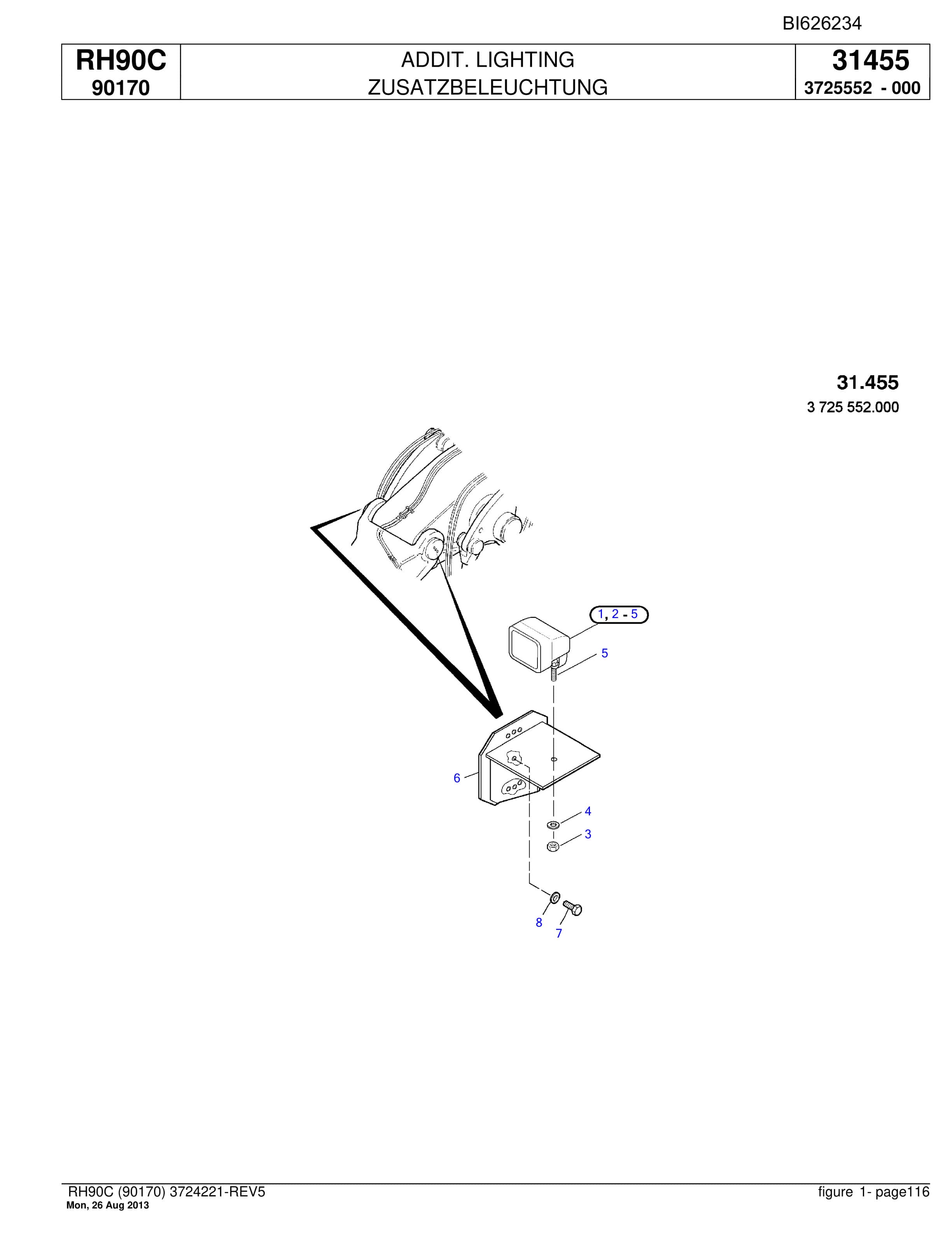 Bucyrus RH90C Hydraulic Excavator Parts Catalog BI626234-4