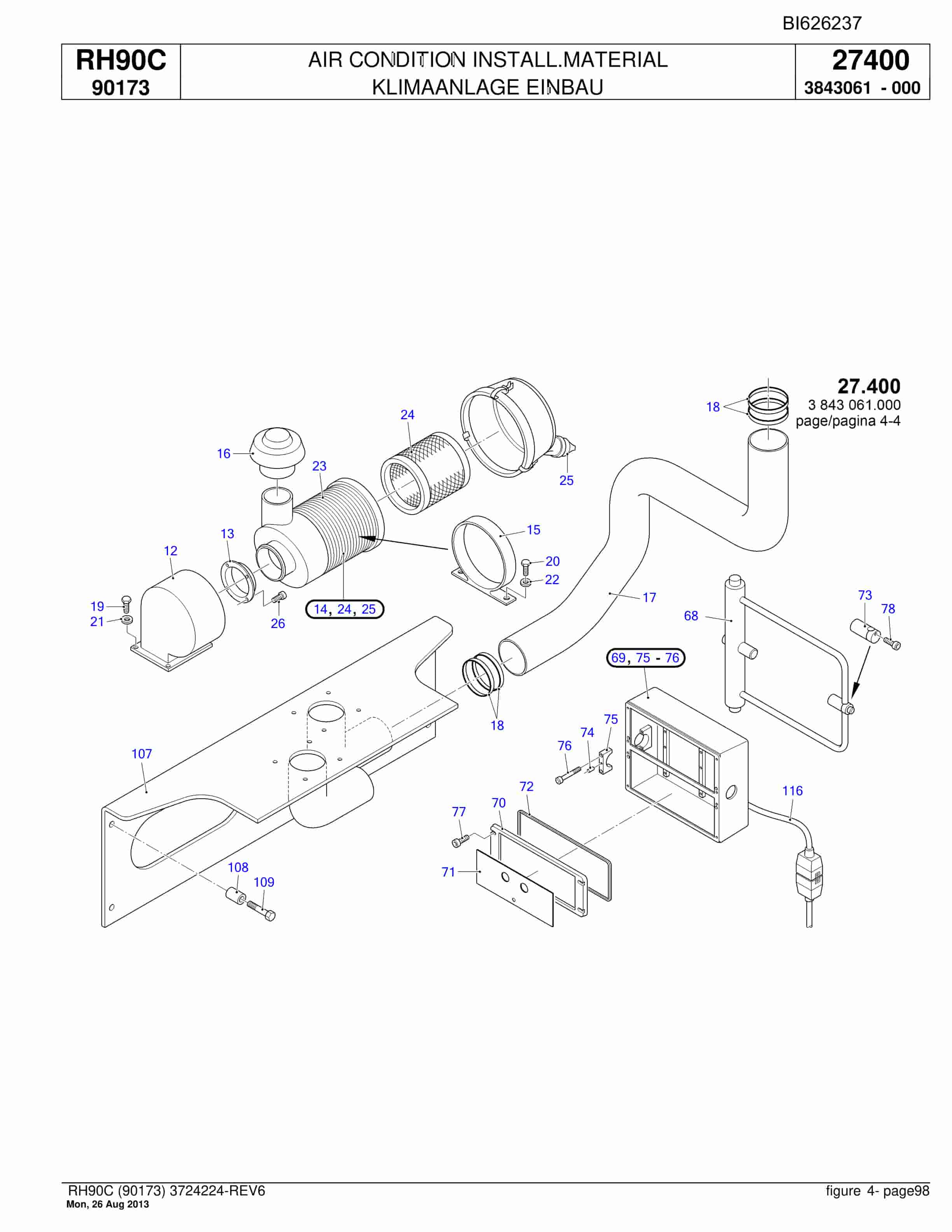 Bucyrus RH90C Hydraulic Excavator Parts Catalog BI626237-3