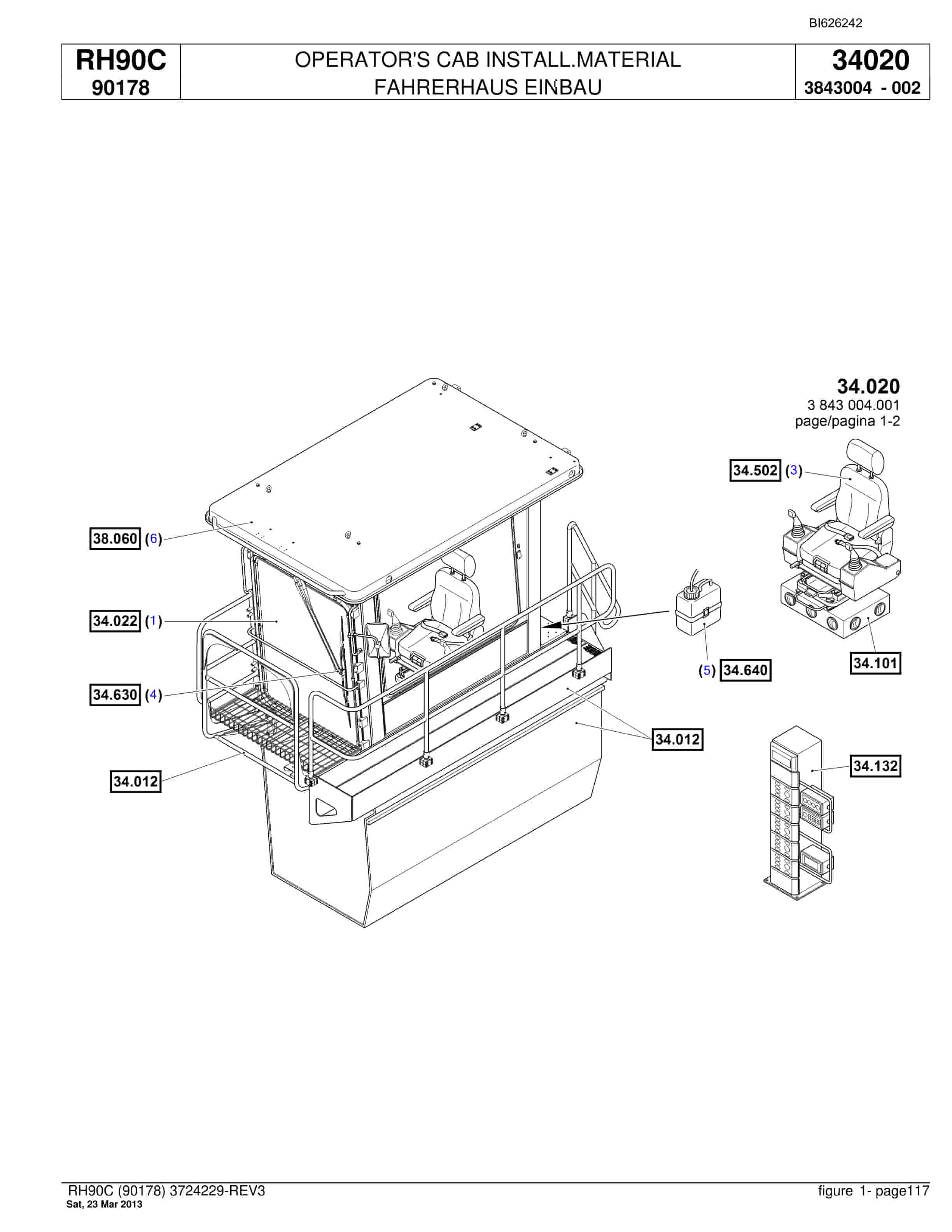 Bucyrus RH90C Hydraulic Excavator Parts Catalog BI626242-5