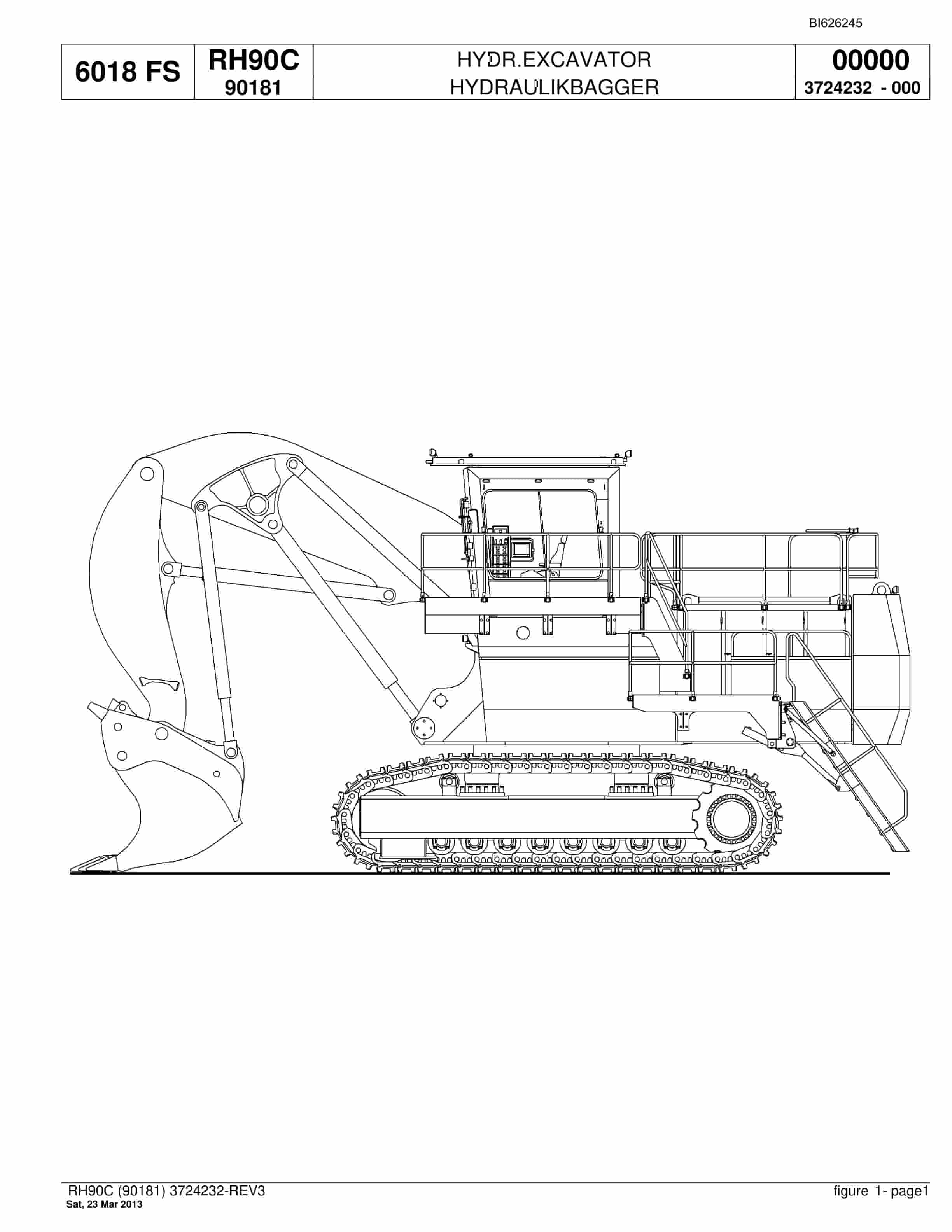Bucyrus RH90C Hydraulic Excavator Parts Catalog BI626245