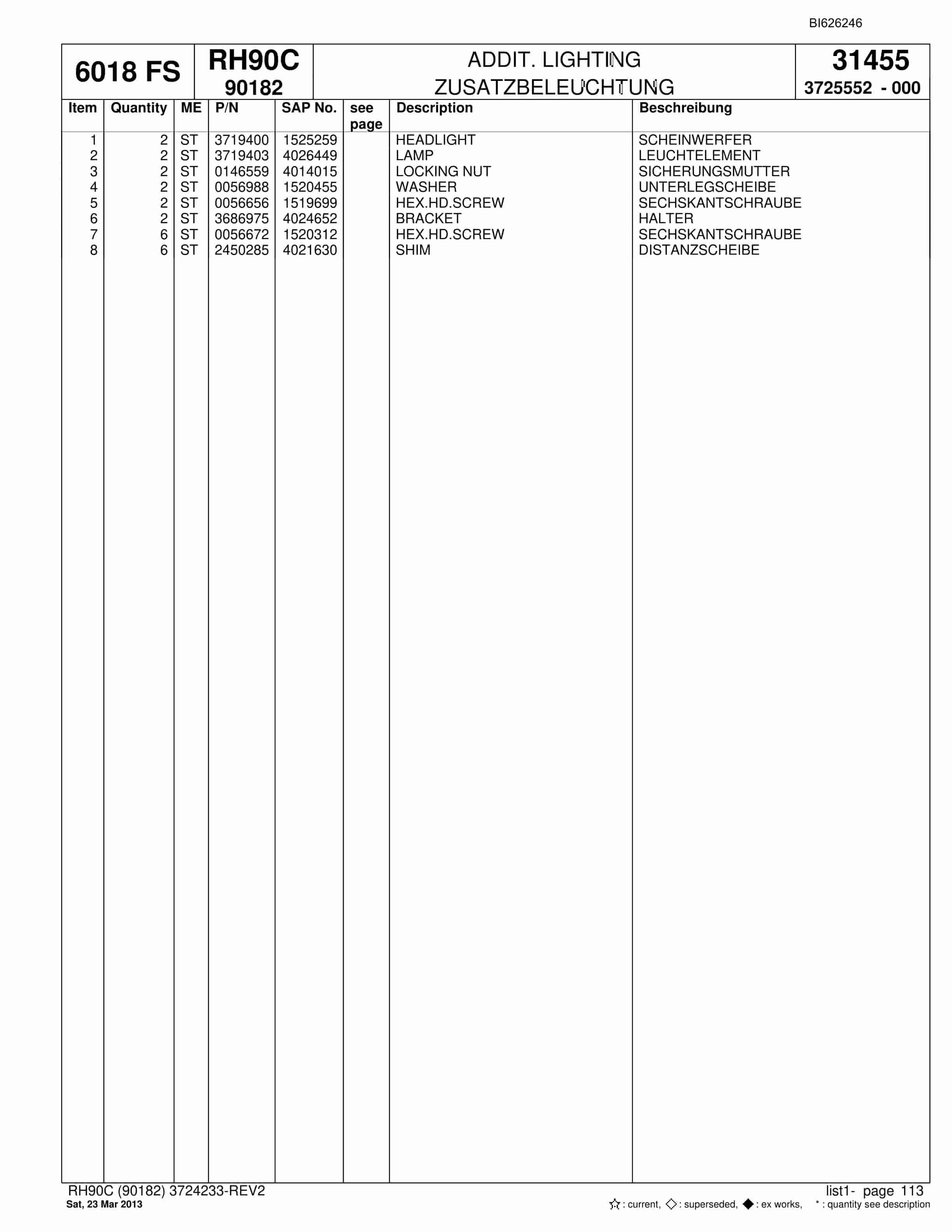 Bucyrus RH90C Hydraulic Excavator Parts Catalog BI626246-4