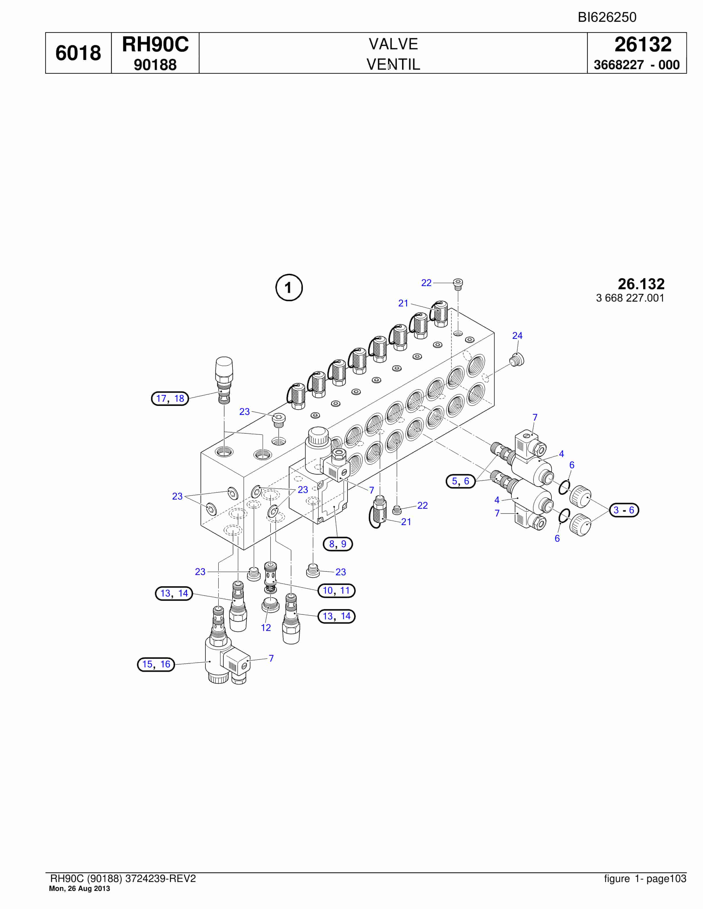 Bucyrus RH90C Hydraulic Excavator Parts Catalog BI626250-3