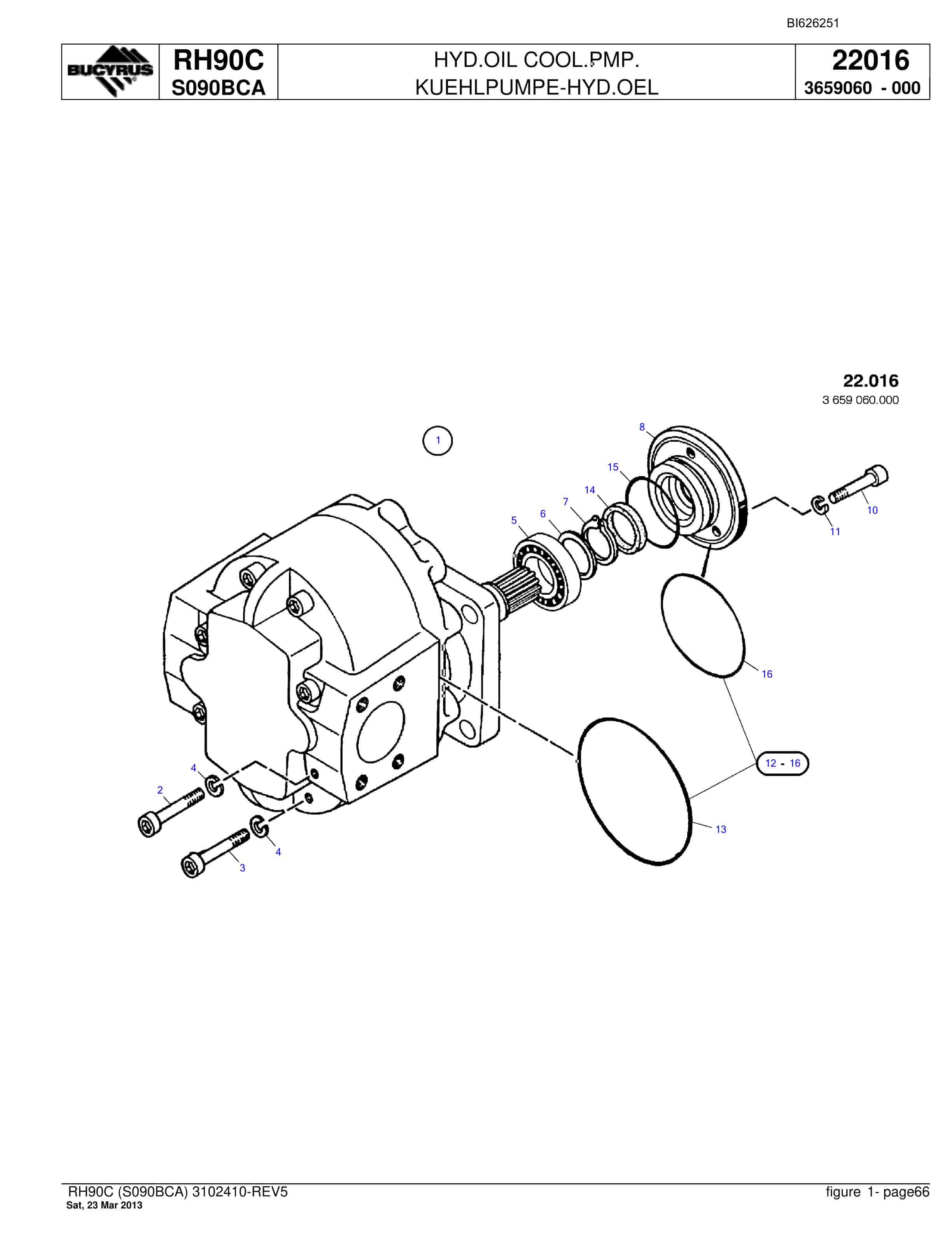 Bucyrus RH90C Hydraulic Excavator Parts Catalog BI626251-2