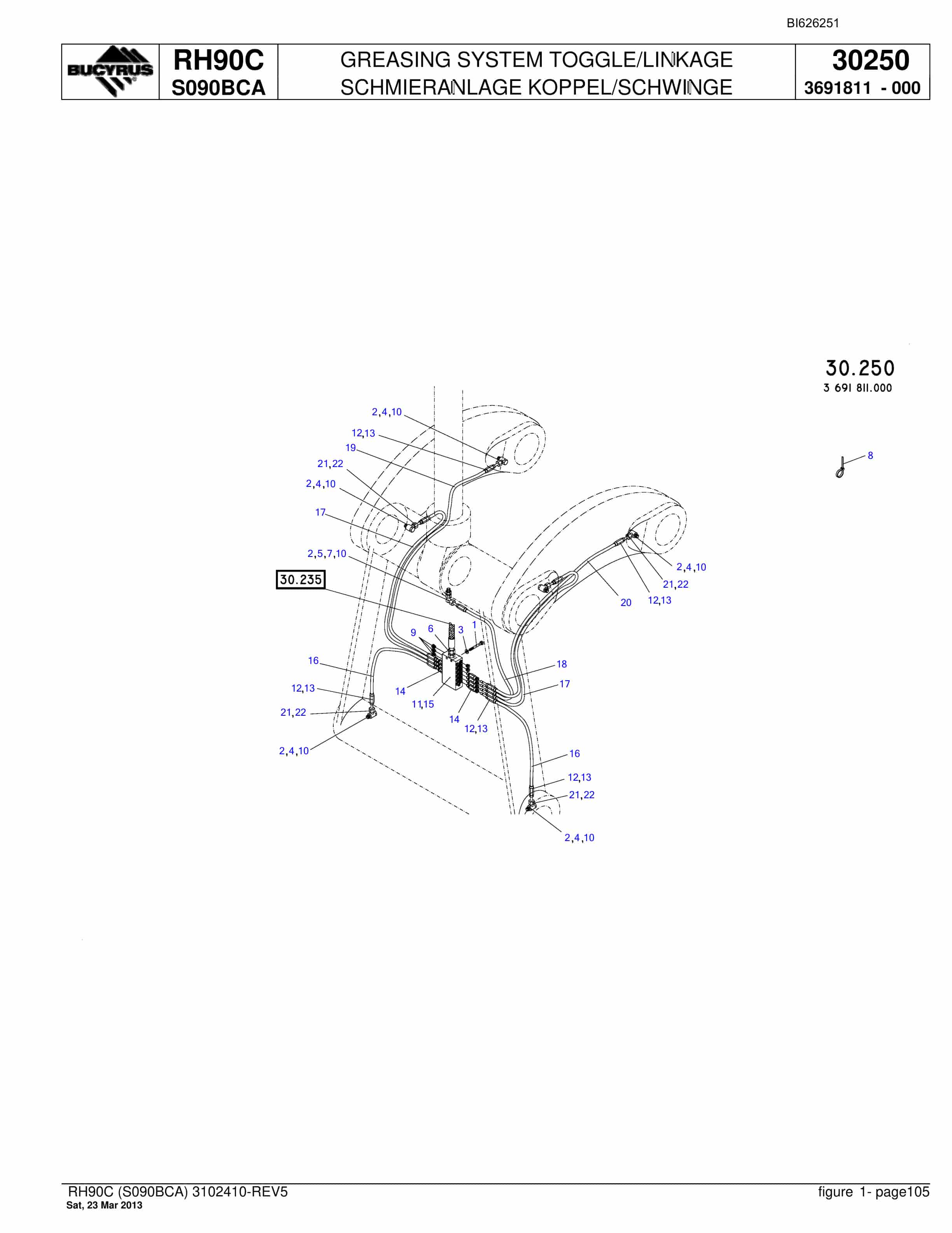Bucyrus RH90C Hydraulic Excavator Parts Catalog BI626251-4