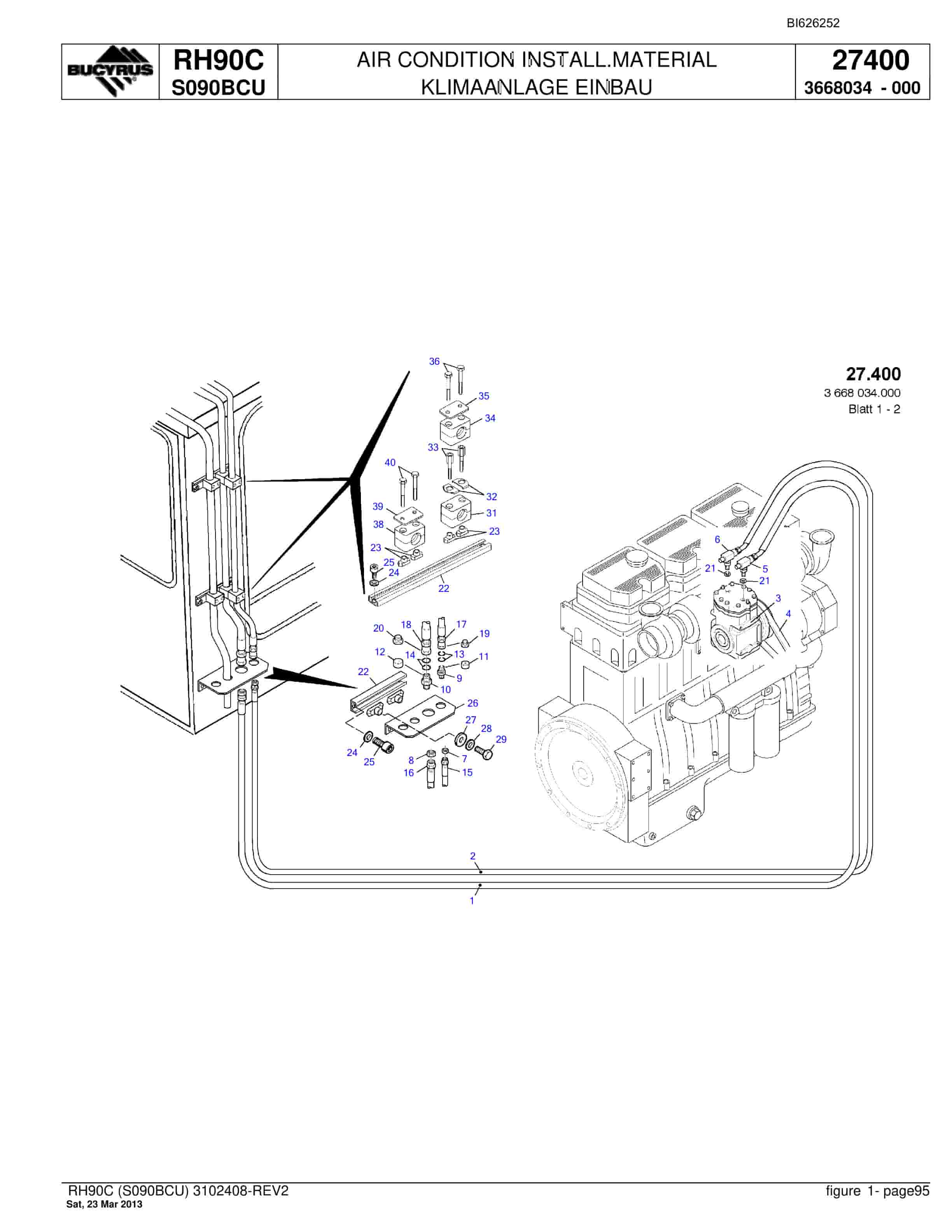Bucyrus RH90C Hydraulic Excavator Parts Catalog BI626252-3