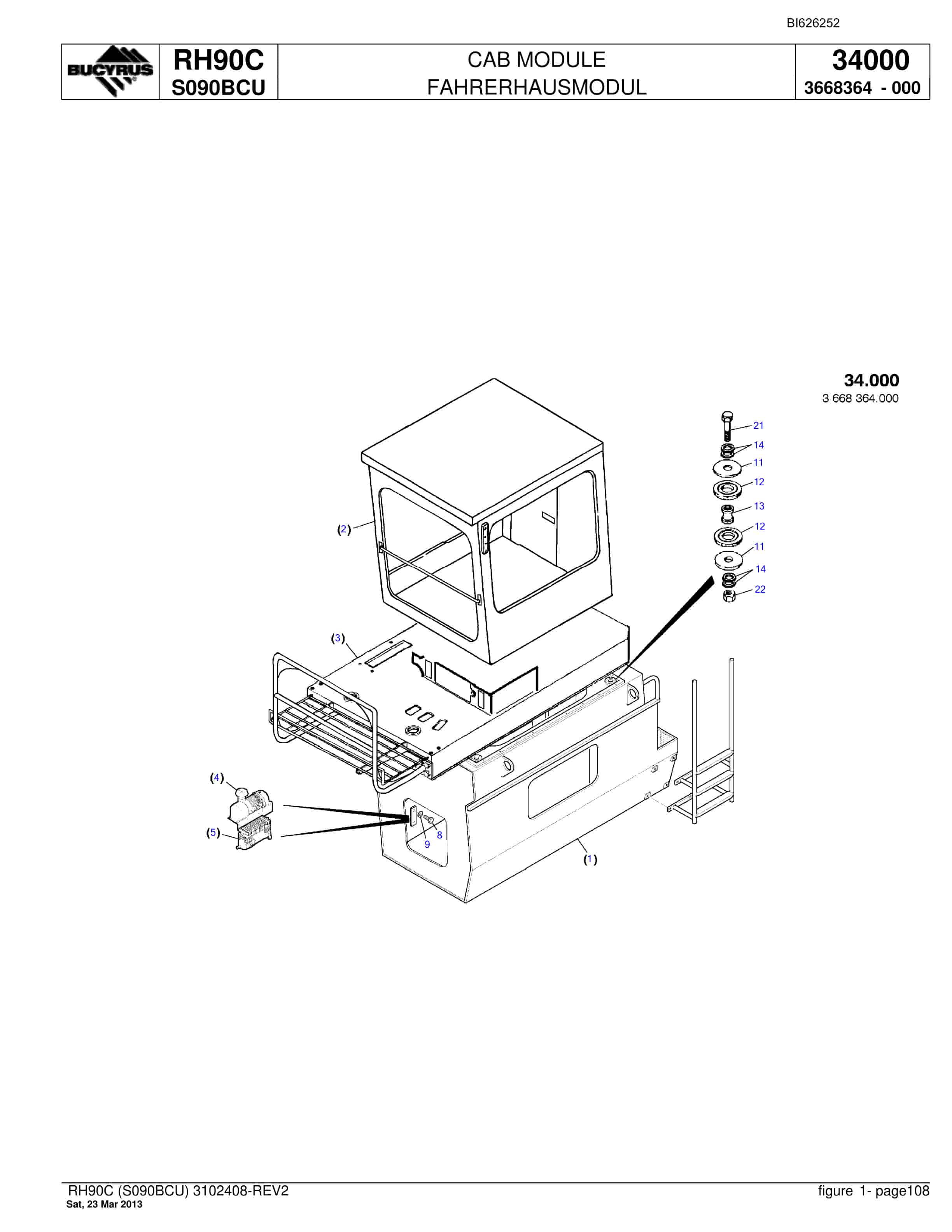 Bucyrus RH90C Hydraulic Excavator Parts Catalog BI626252-4