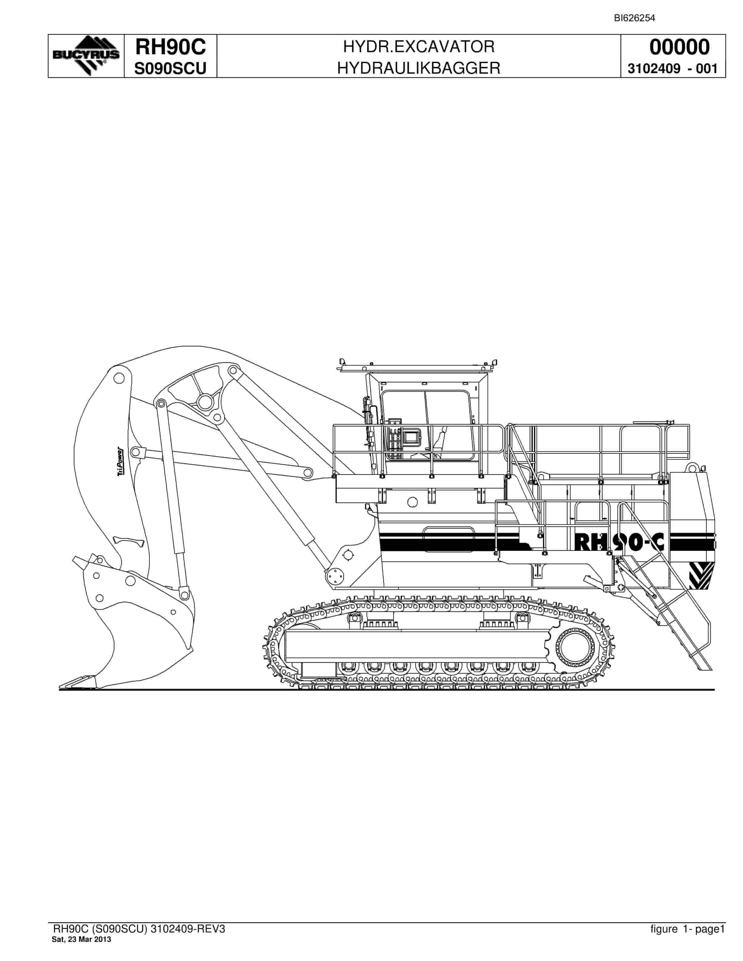 Bucyrus RH90C Hydraulic Excavator Parts Catalog BI626254