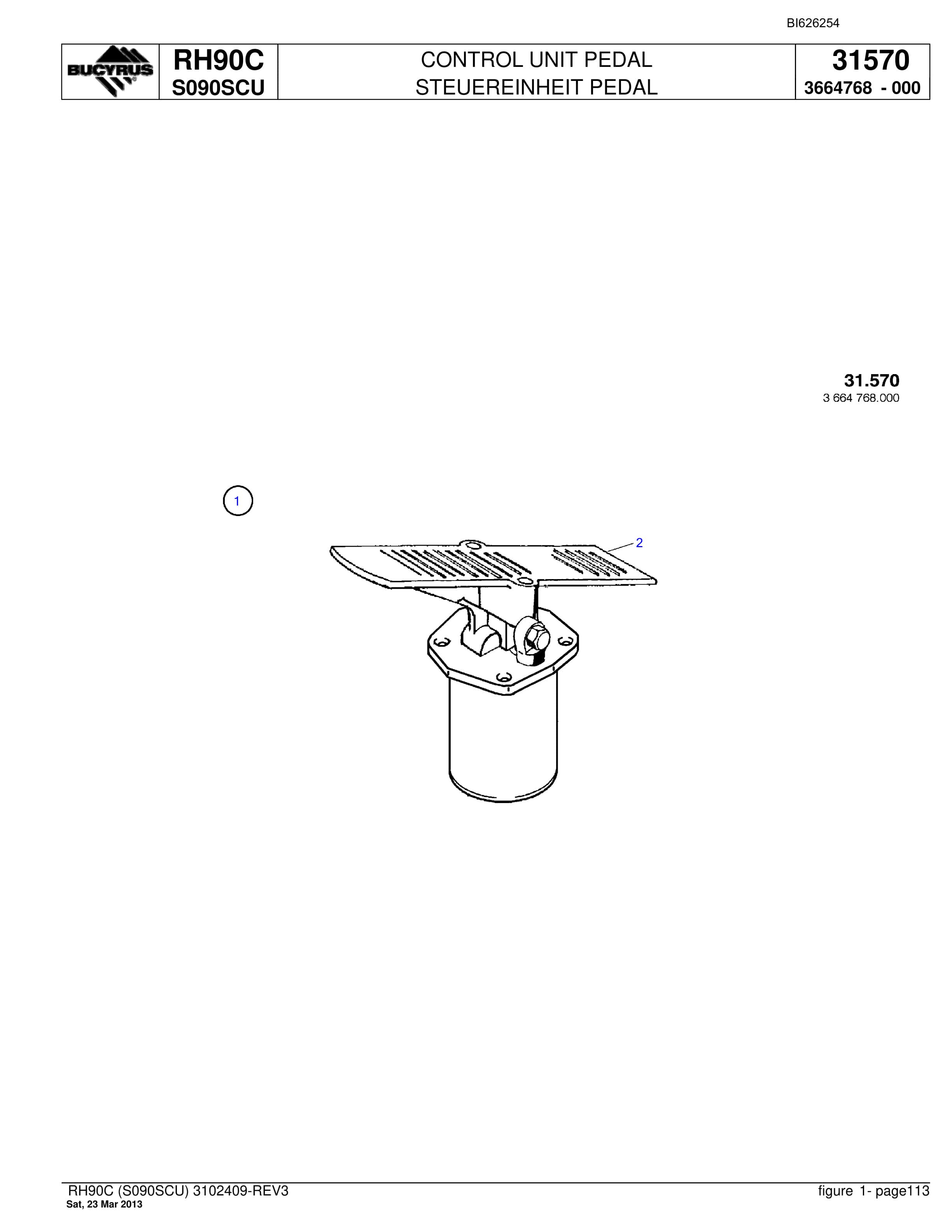 Bucyrus RH90C Hydraulic Excavator Parts Catalog BI626254-4