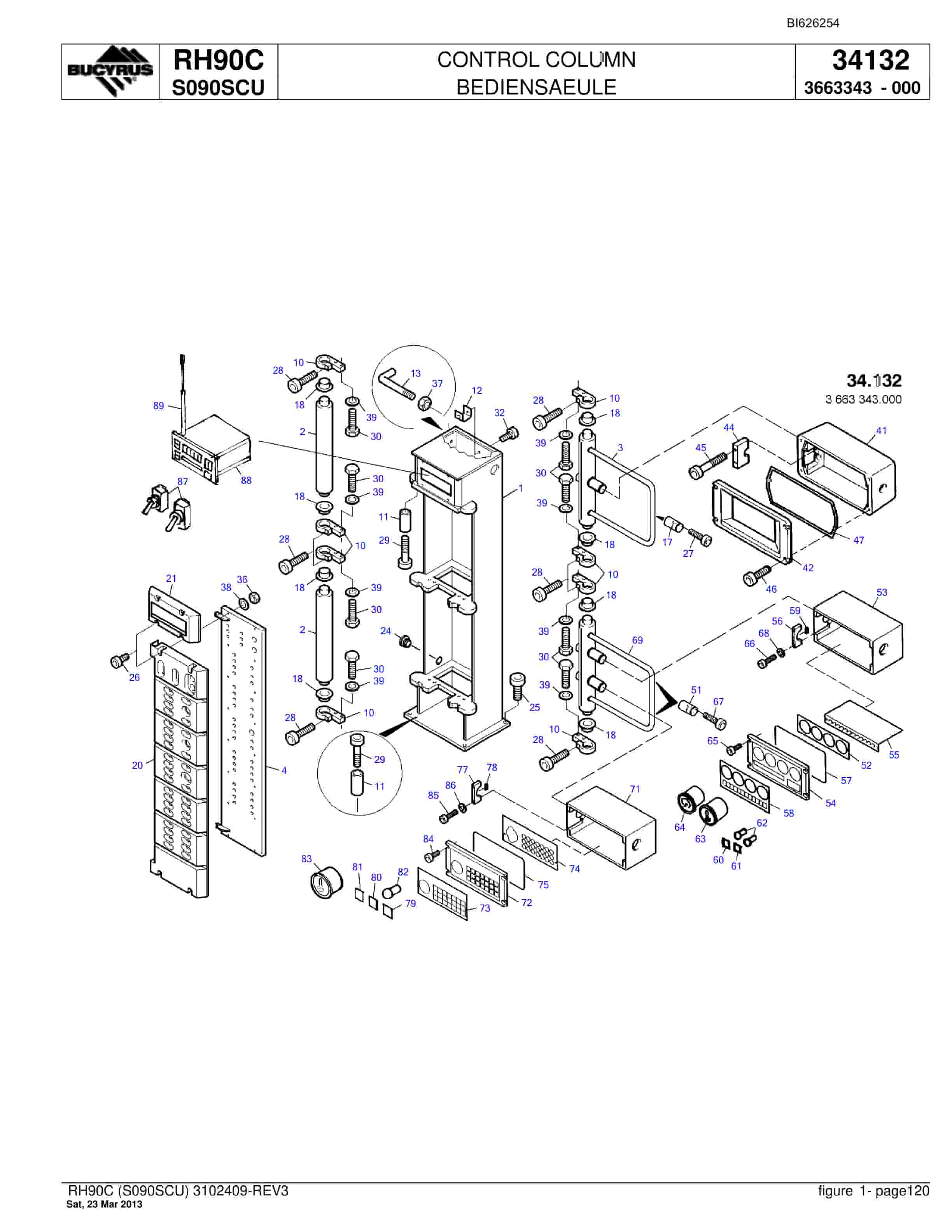 Bucyrus RH90C Hydraulic Excavator Parts Catalog BI626254-5