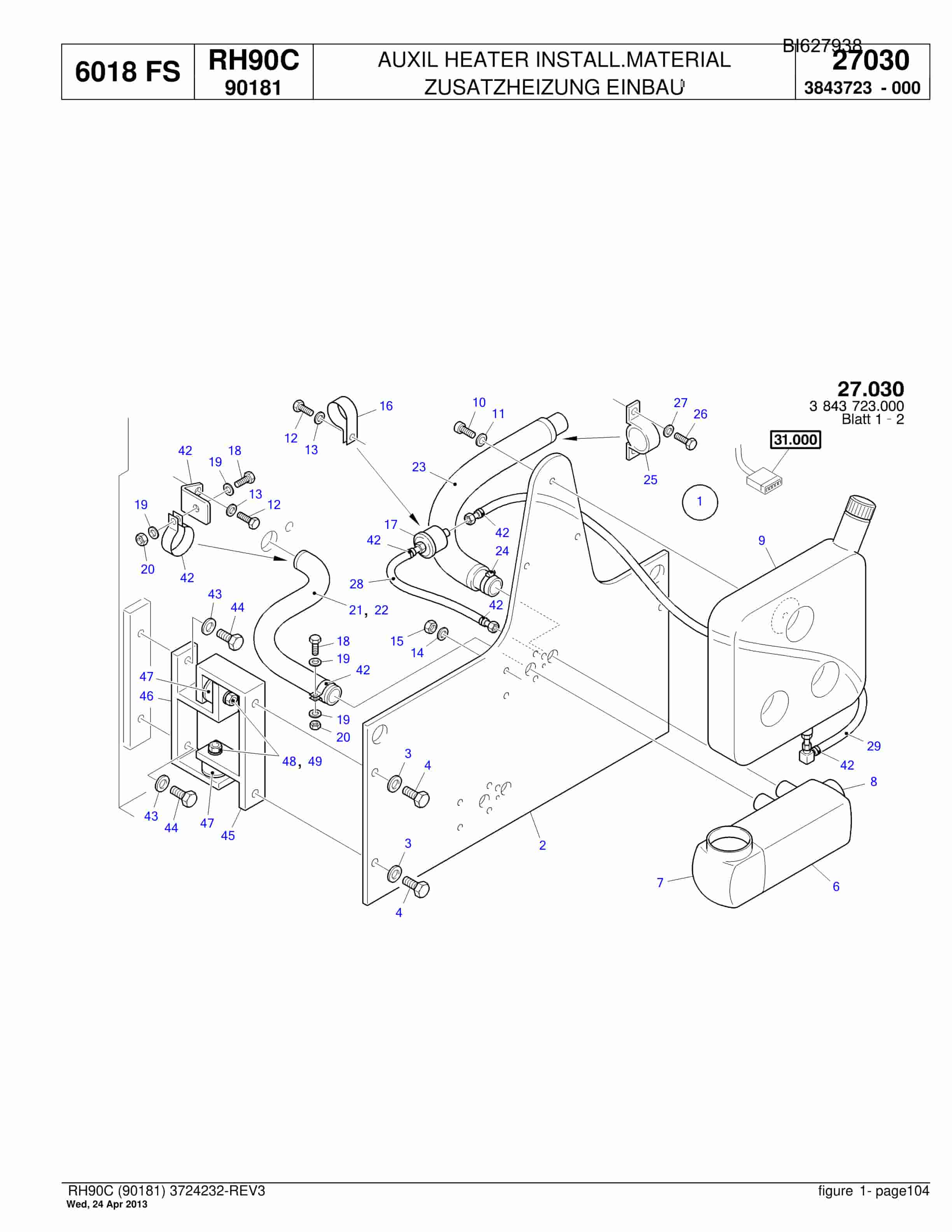 Bucyrus RH90C Hydraulic Excavator Parts Catalog BI627938-3