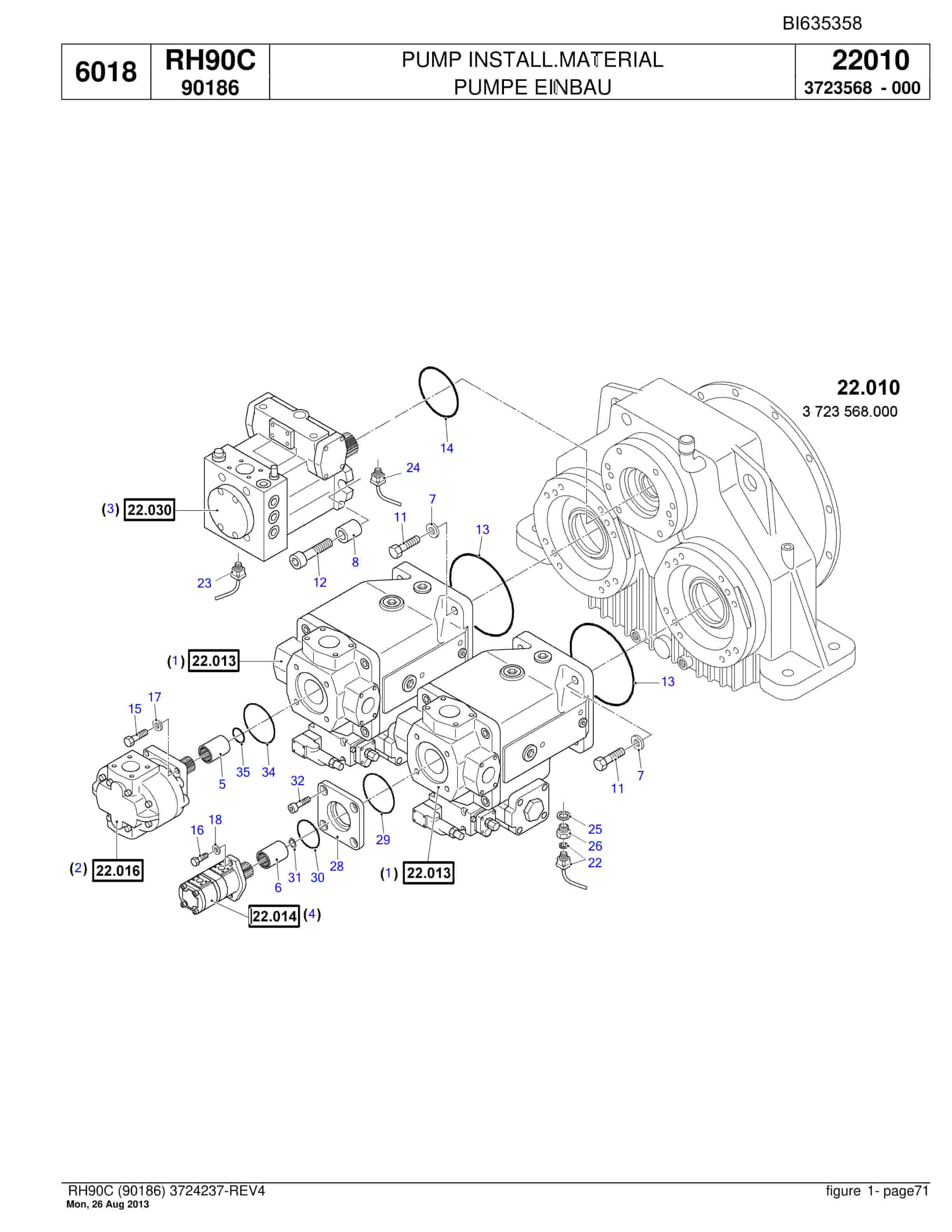 Bucyrus RH90C Hydraulic Excavator Parts Catalog BI635358-2