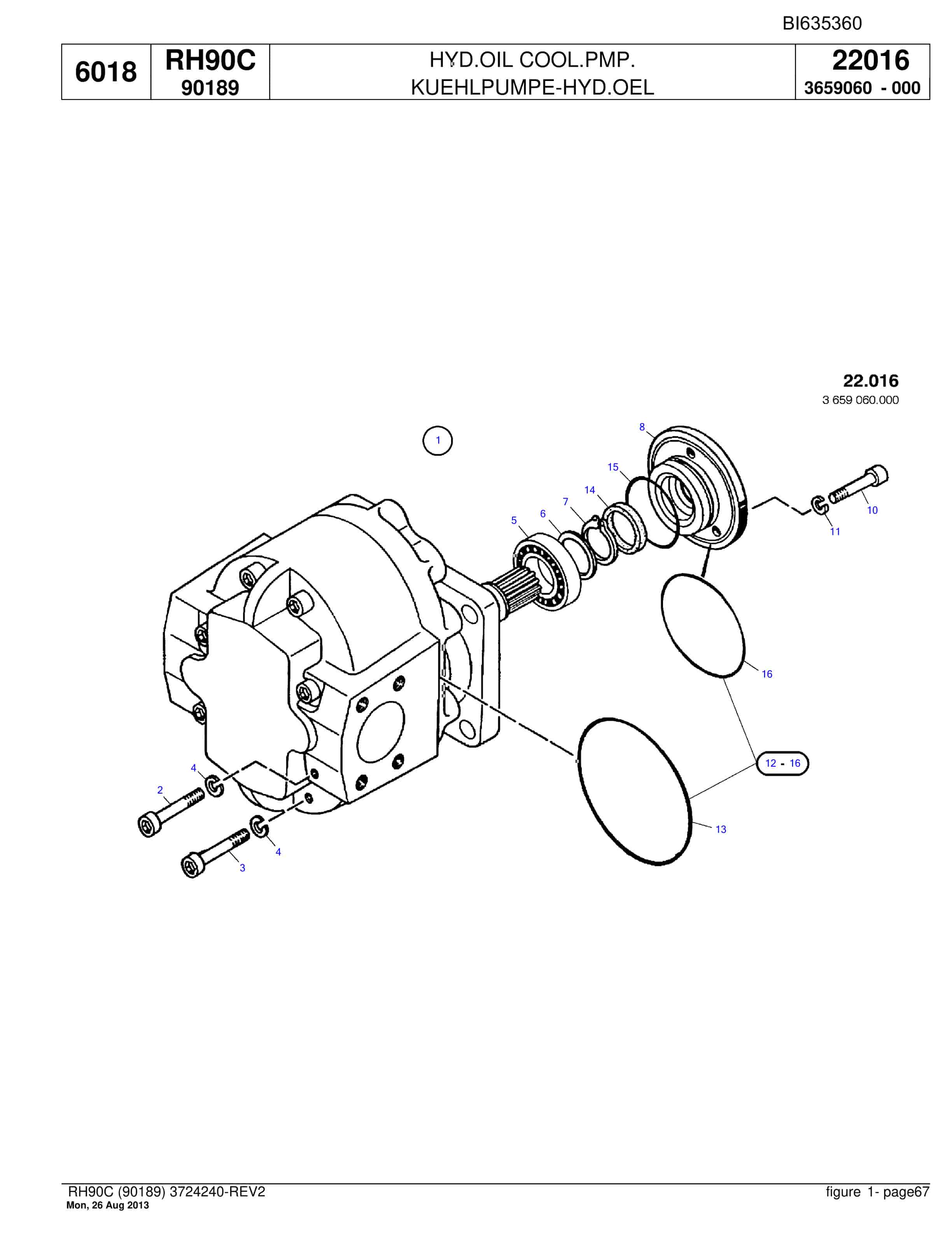 Bucyrus RH90C Hydraulic Excavator Parts Catalog BI635360-2