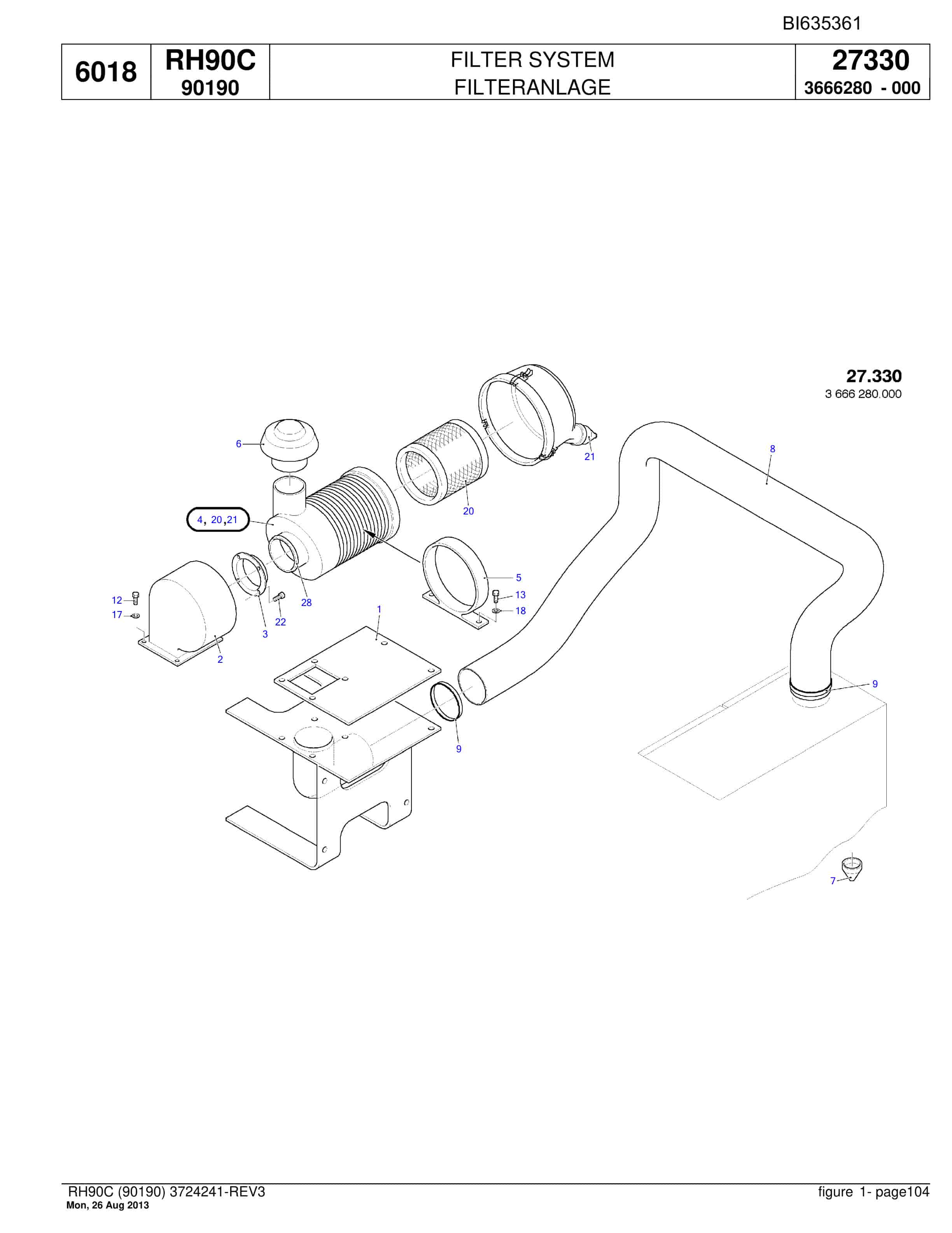 Bucyrus RH90C Hydraulic Excavator Parts Catalog BI635361-3