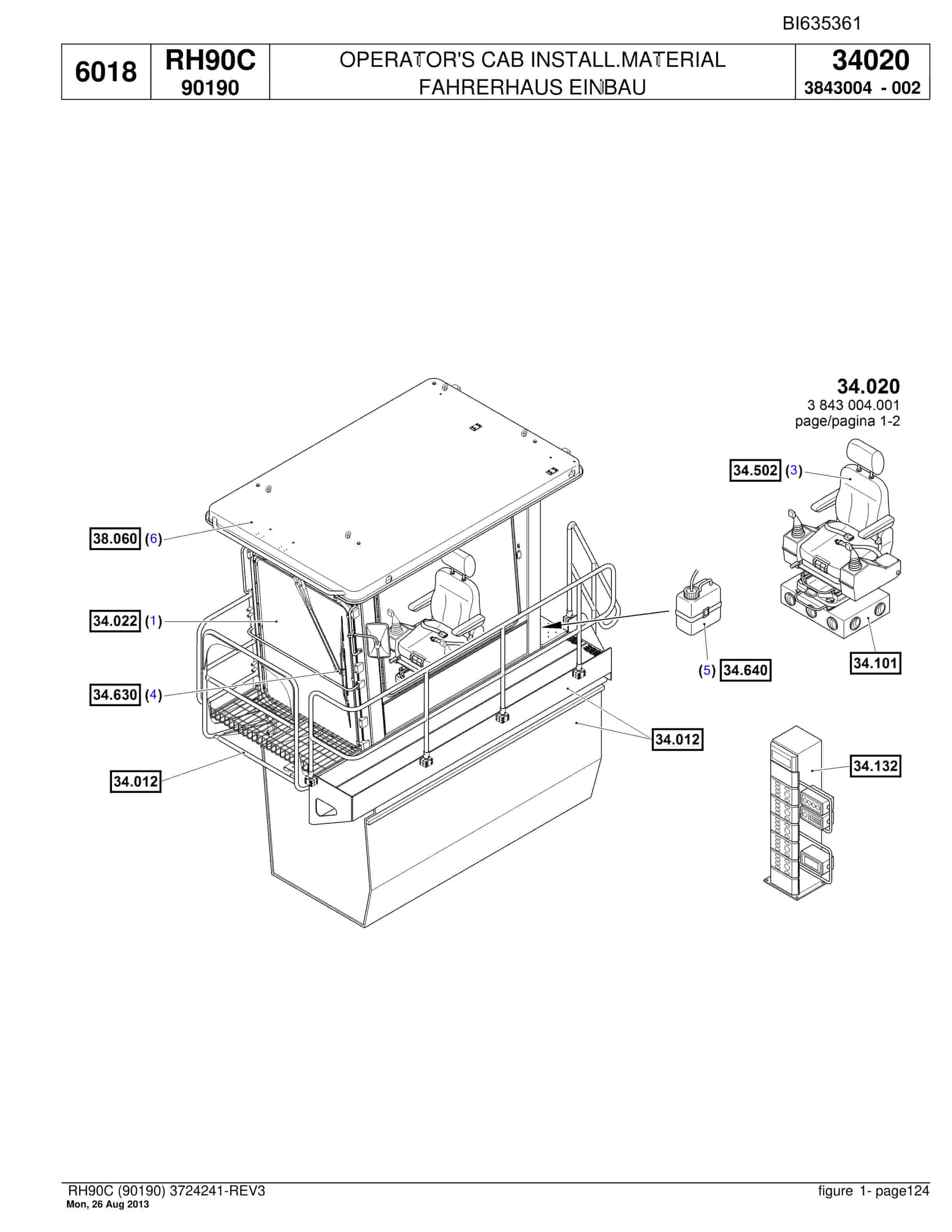 Bucyrus RH90C Hydraulic Excavator Parts Catalog BI635361-5