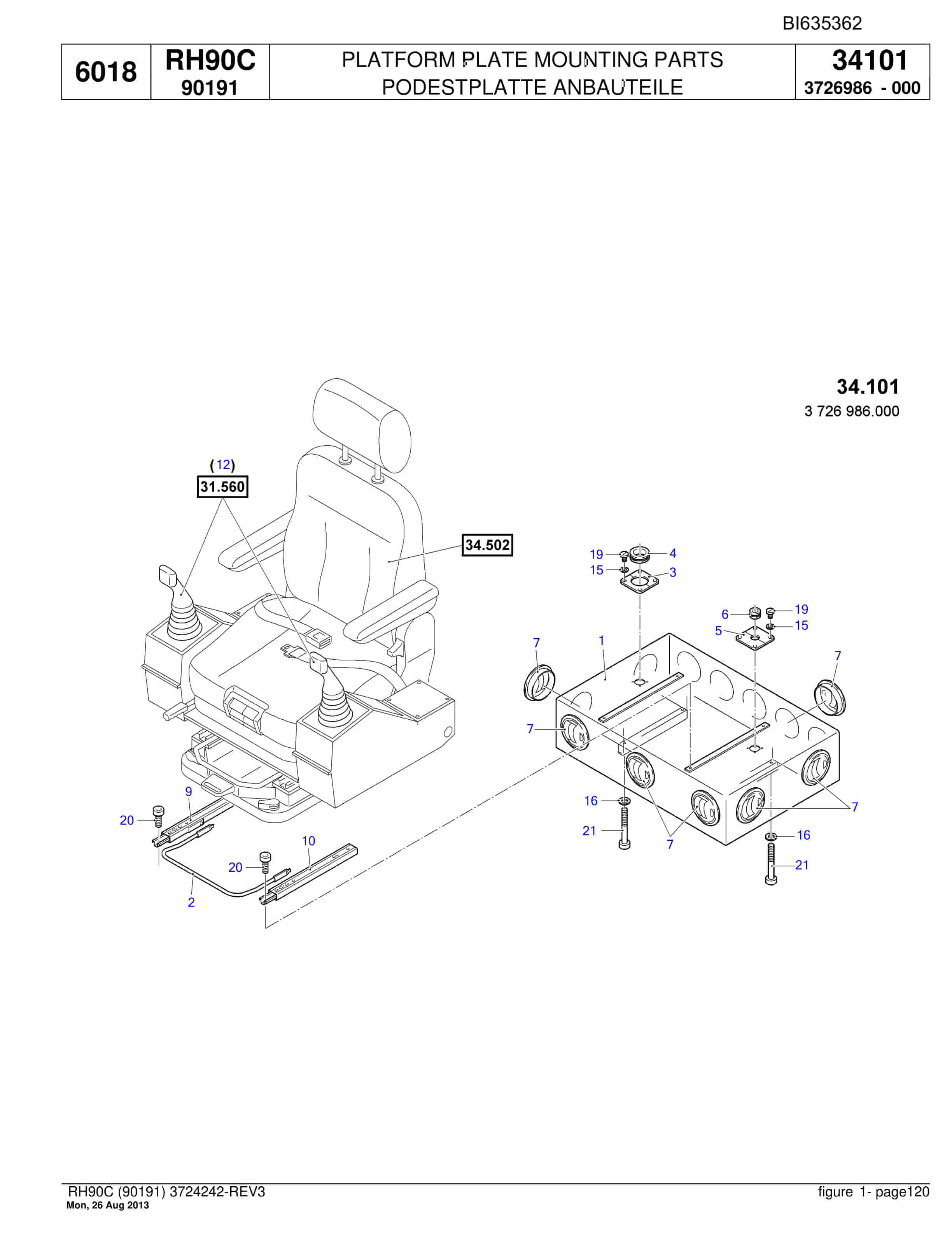 Bucyrus RH90C Hydraulic Excavator Parts Catalog BI635362-5