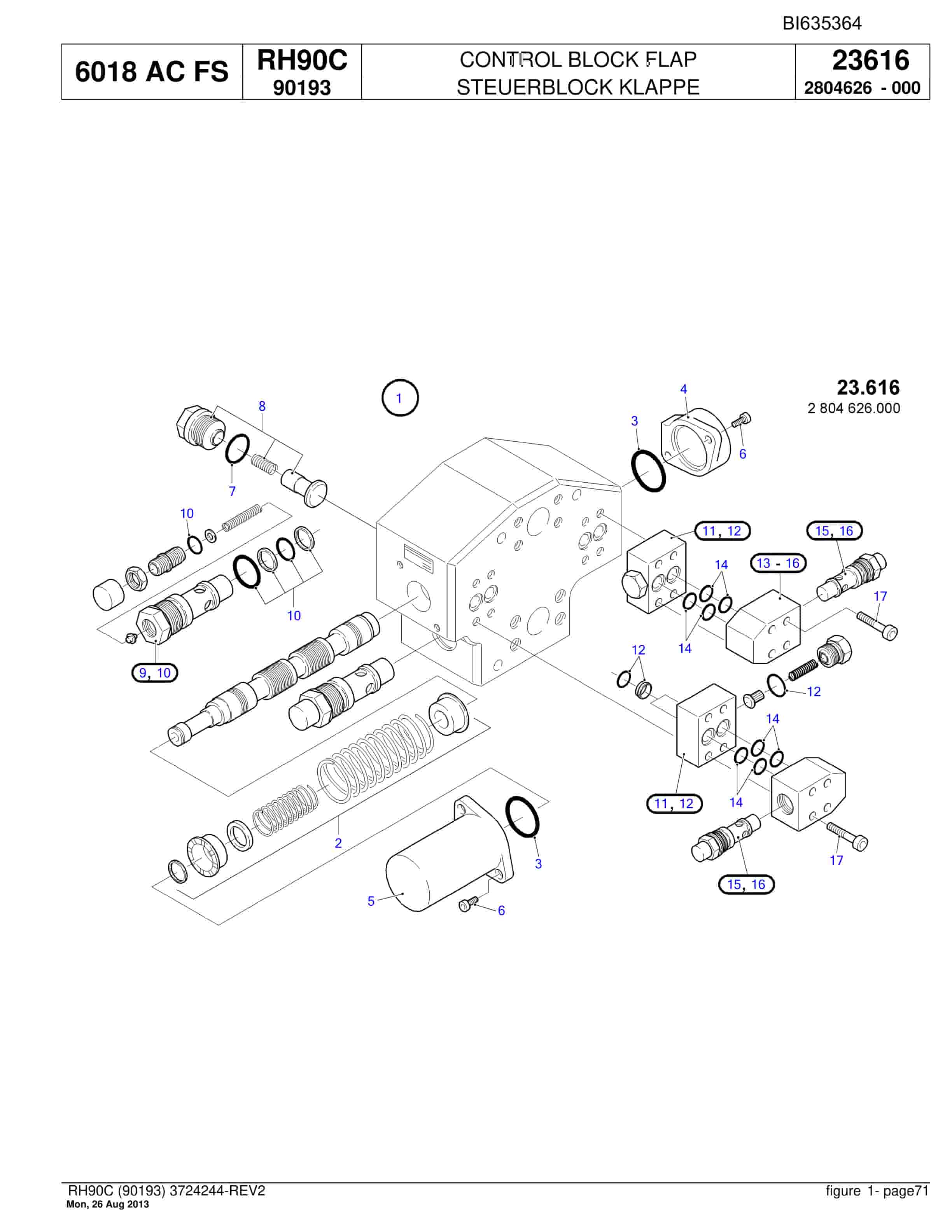 Bucyrus RH90C Hydraulic Excavator Parts Catalog BI635364-2