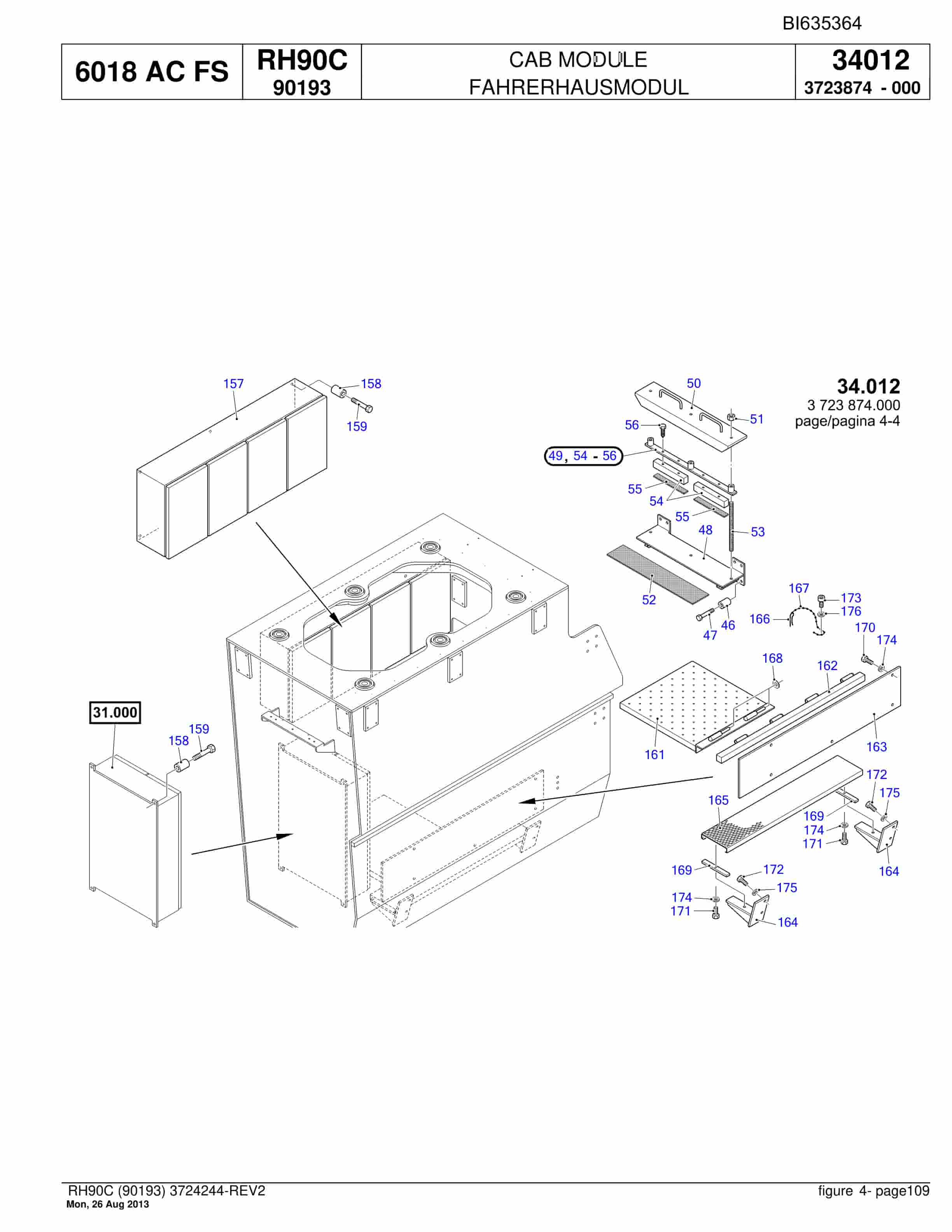 Bucyrus RH90C Hydraulic Excavator Parts Catalog BI635364-4