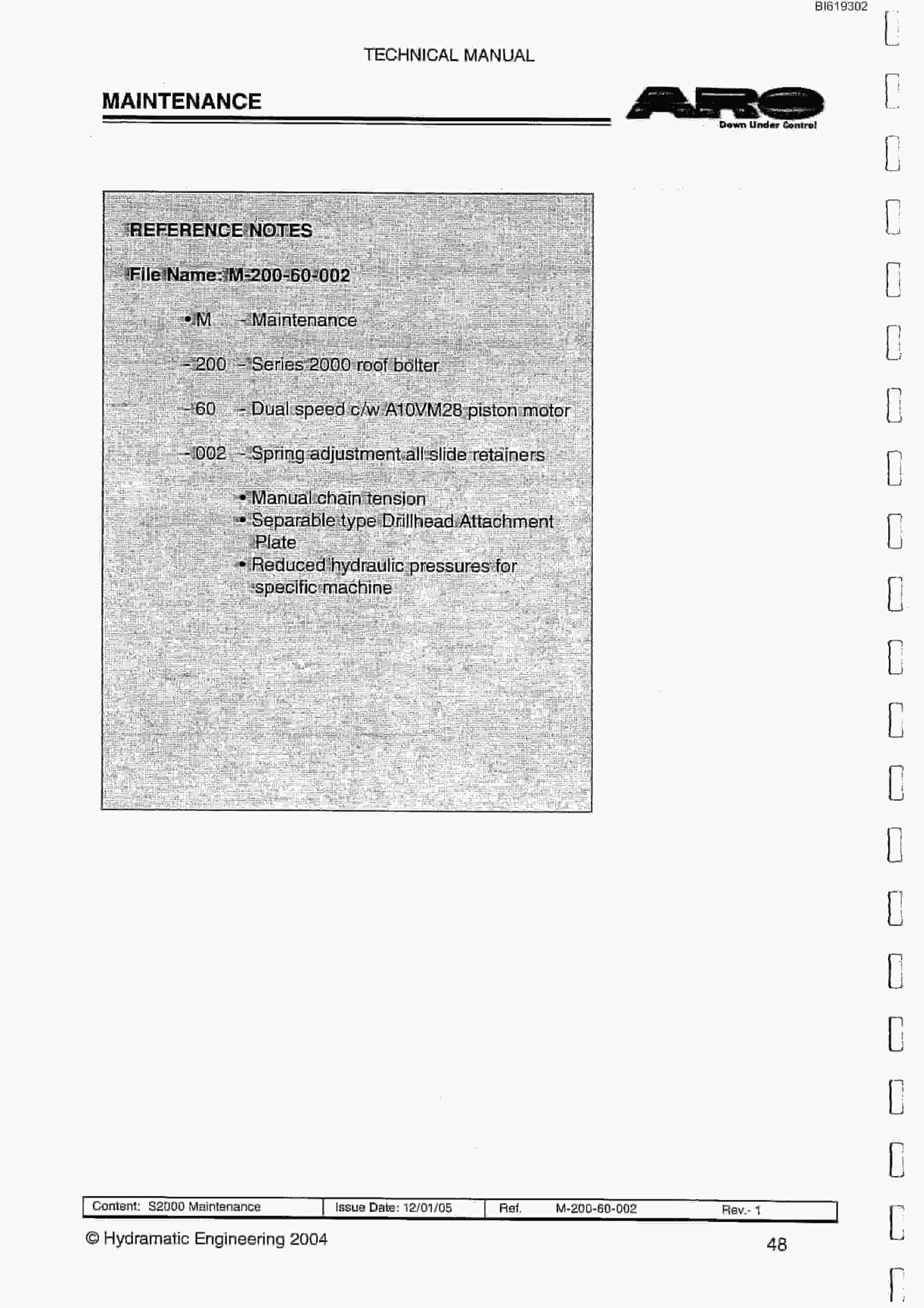 Bucyrus Roof And Rib Bolters Technical Manual BI619302-5