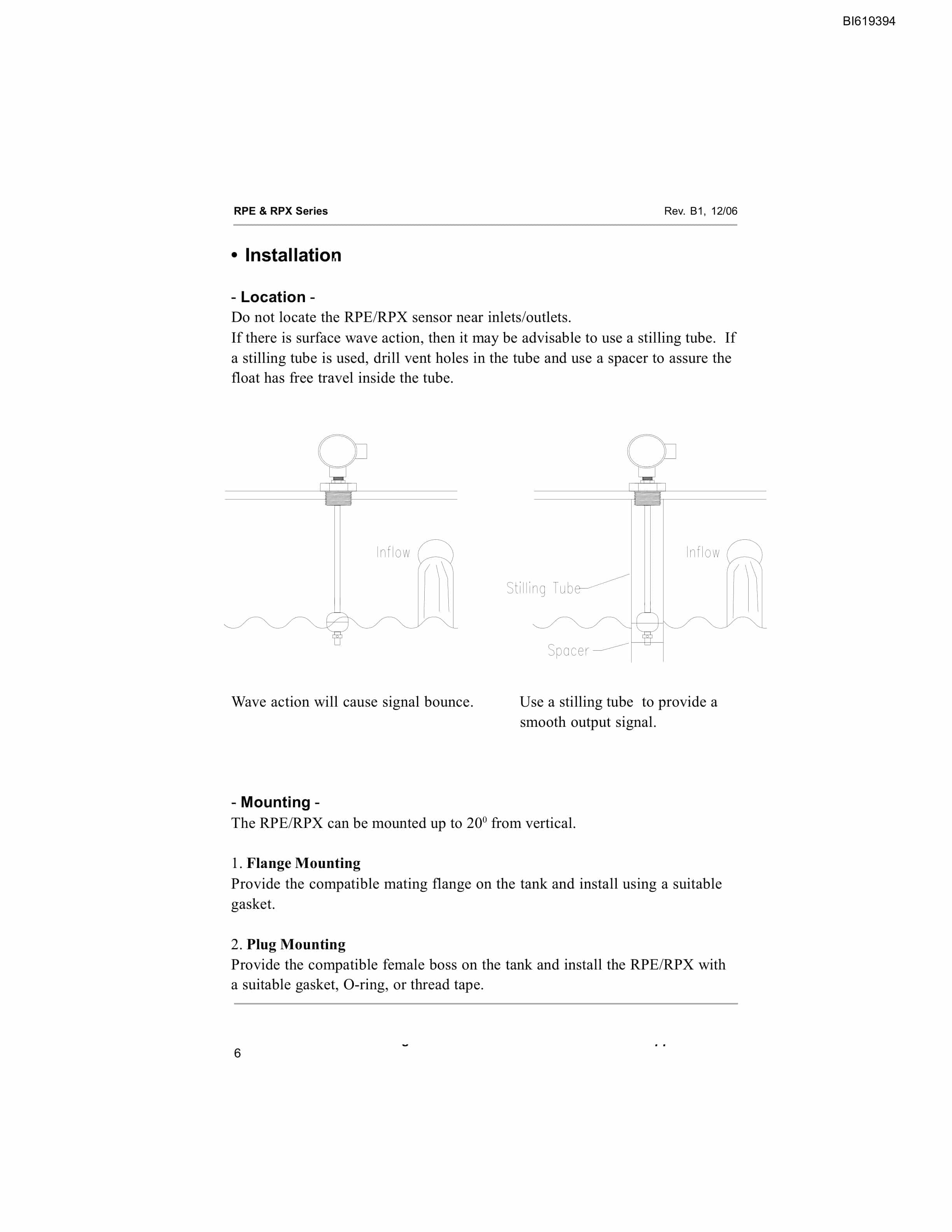 Bucyrus RPE, RPX Series Float Level Sensors Technical Manual BI619394-2