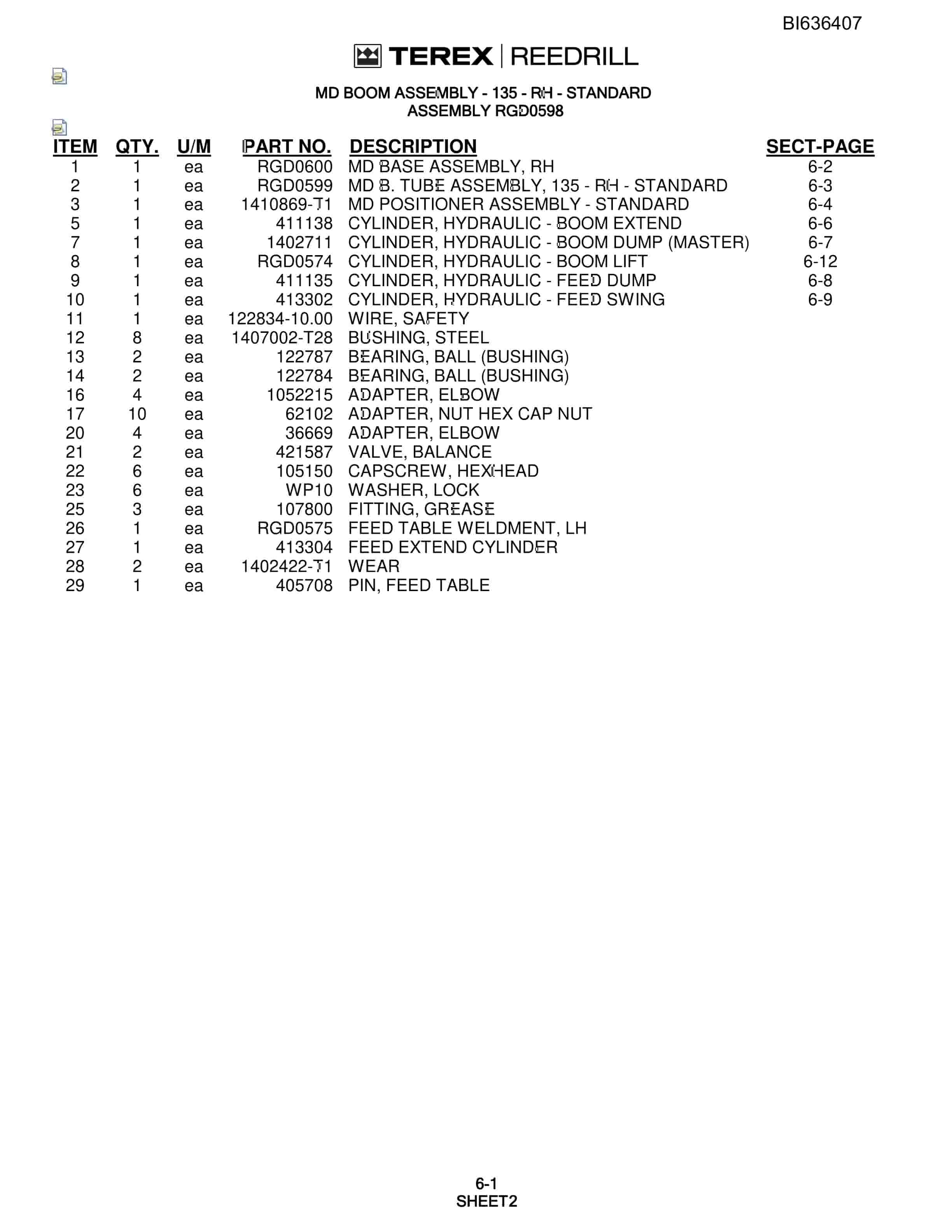 Bucyrus S042177 Parts Catalog BI636407-3