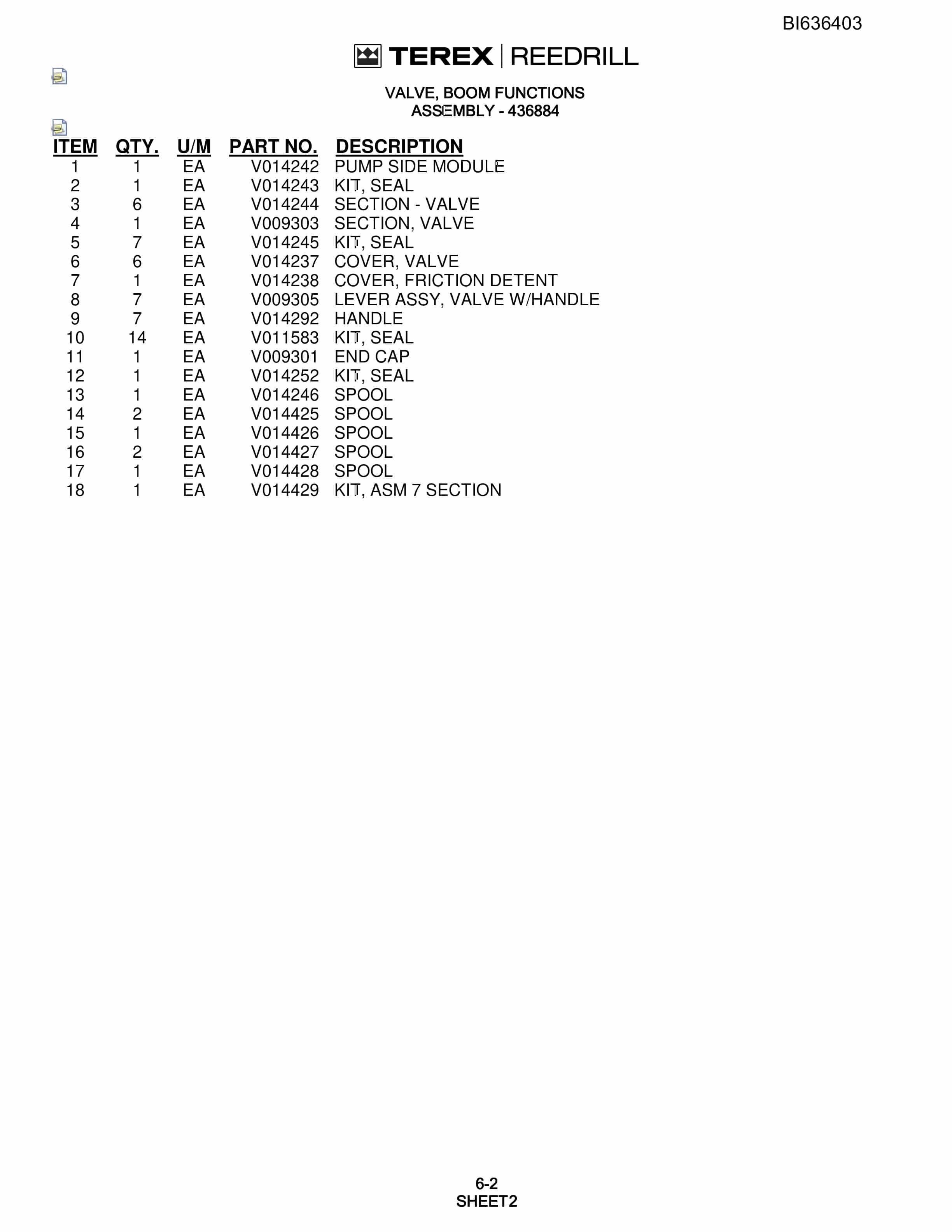 Bucyrus S08-5482 Parts Catalog BI636403-3