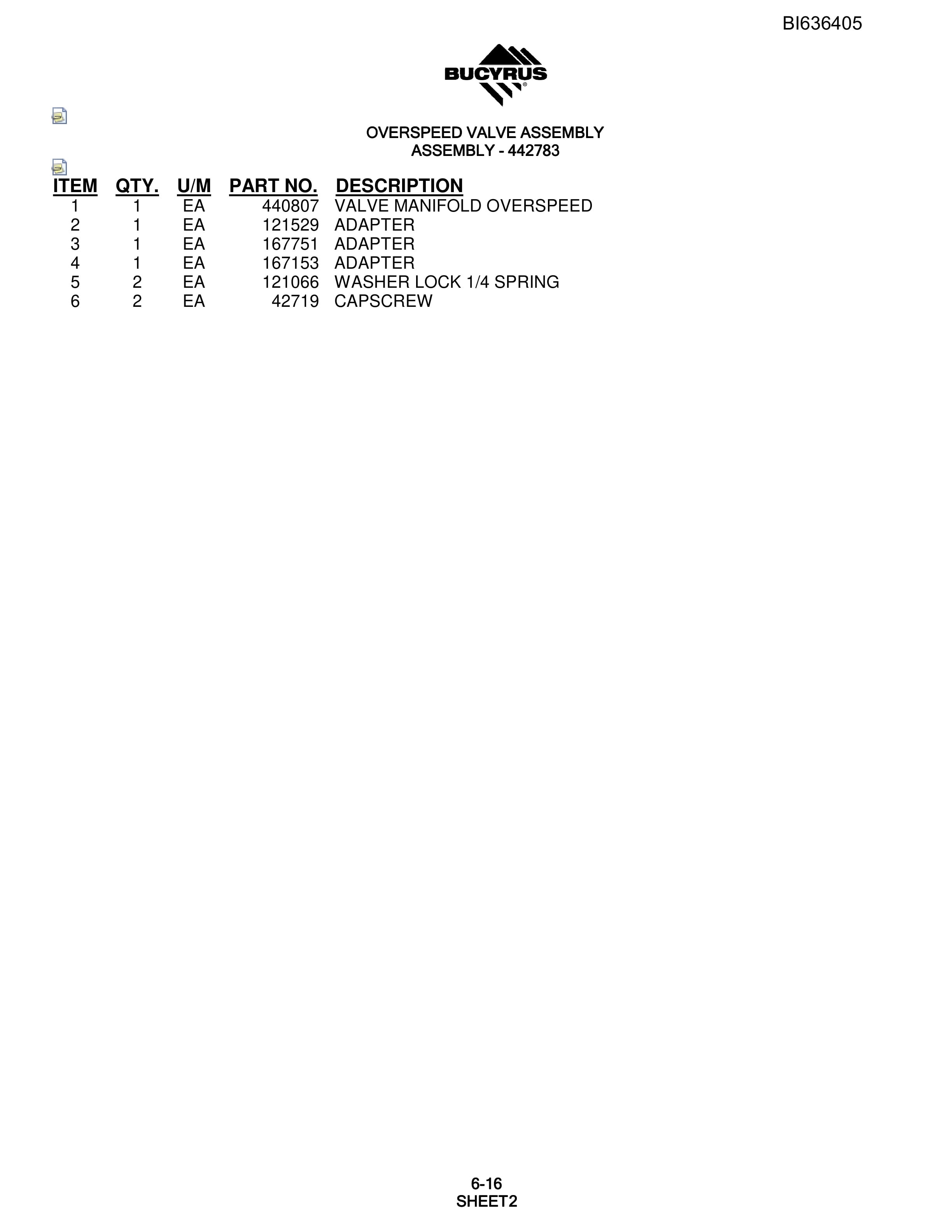 Bucyrus S09-6230-40 Parts Catalog BI636405-4