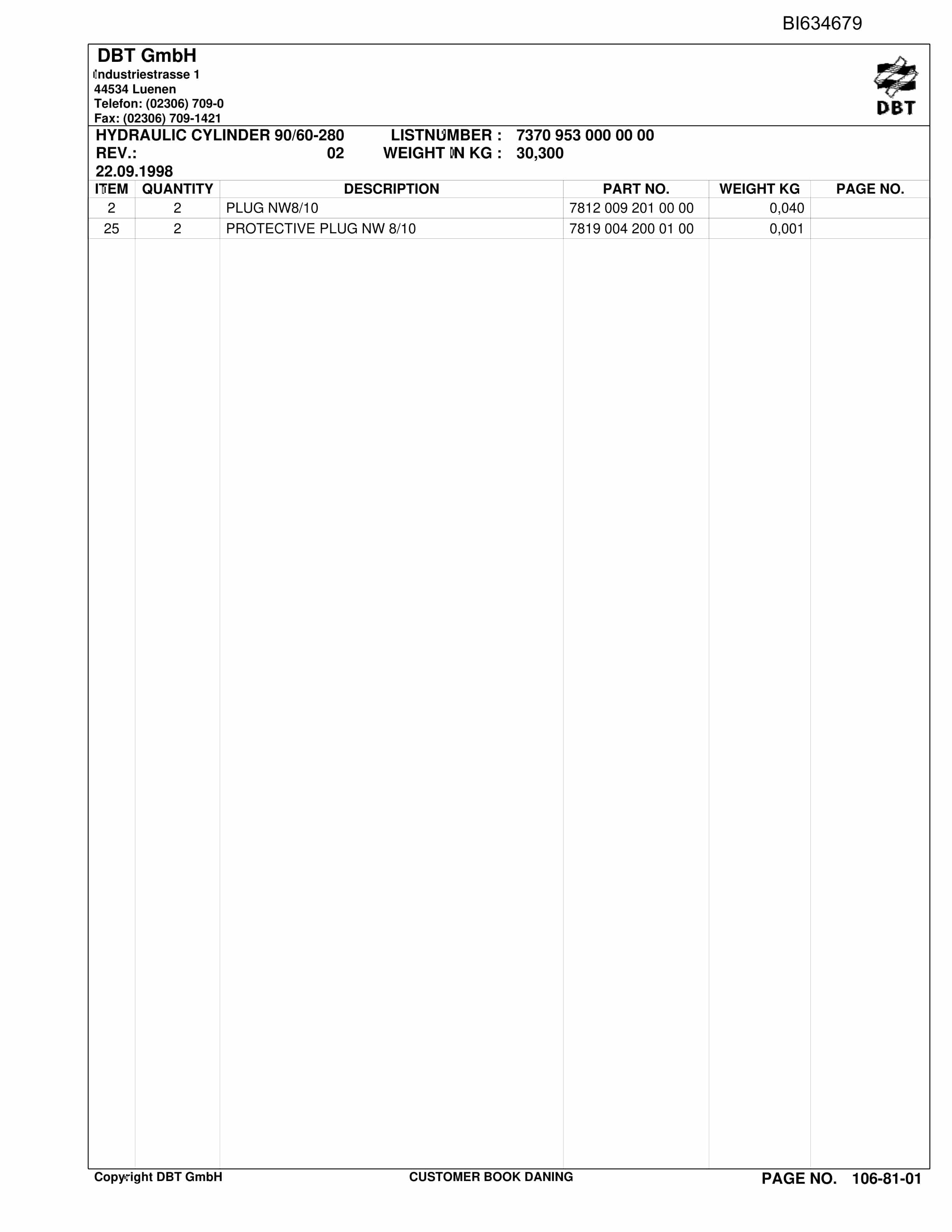 Bucyrus SAADEC Daning Mine Parts Catalog BI634679-4