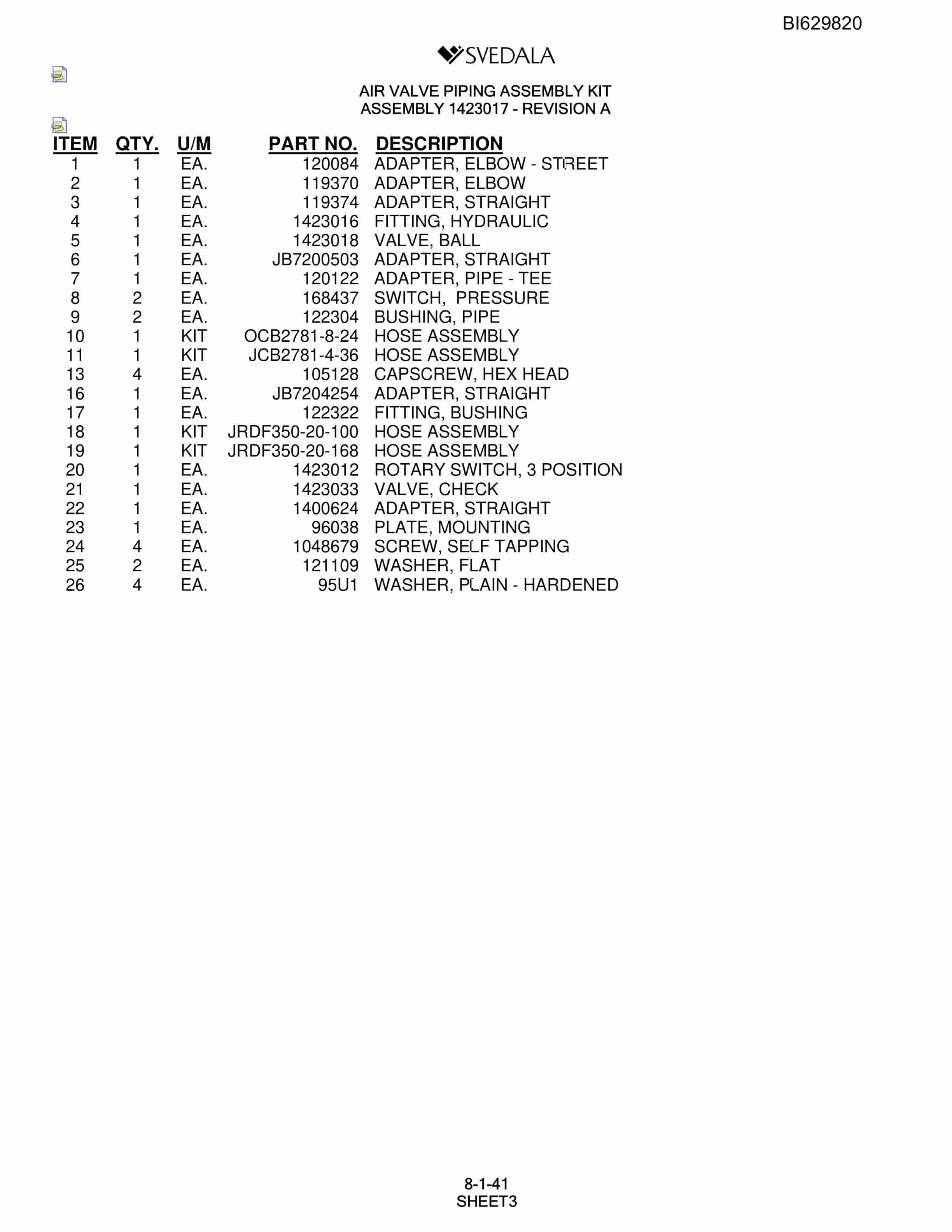 Bucyrus SCH5000 Hydra-Trac Parts Catalog BI629820-5