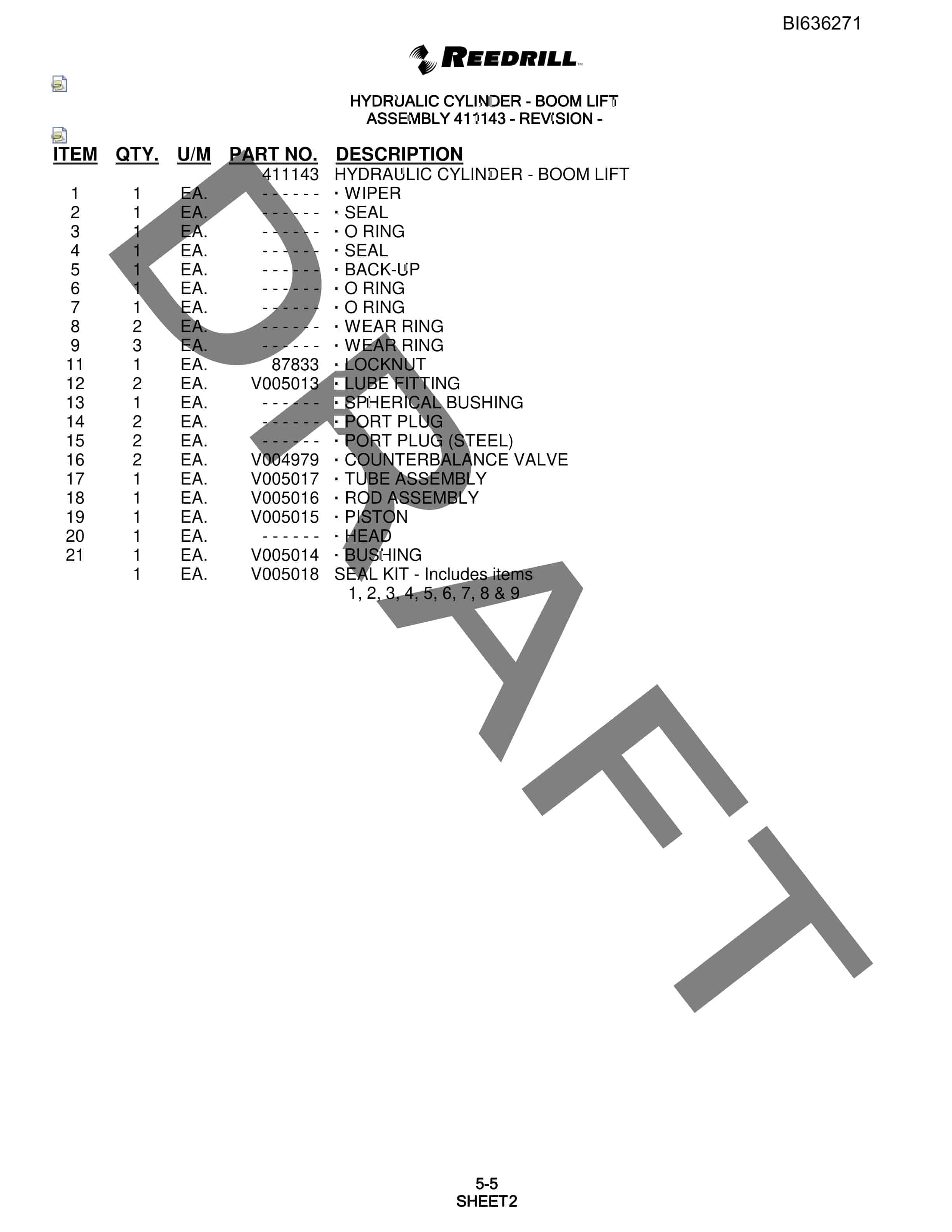 Bucyrus SCH5000 Hydra-Trac Parts Catalog BI636271-2