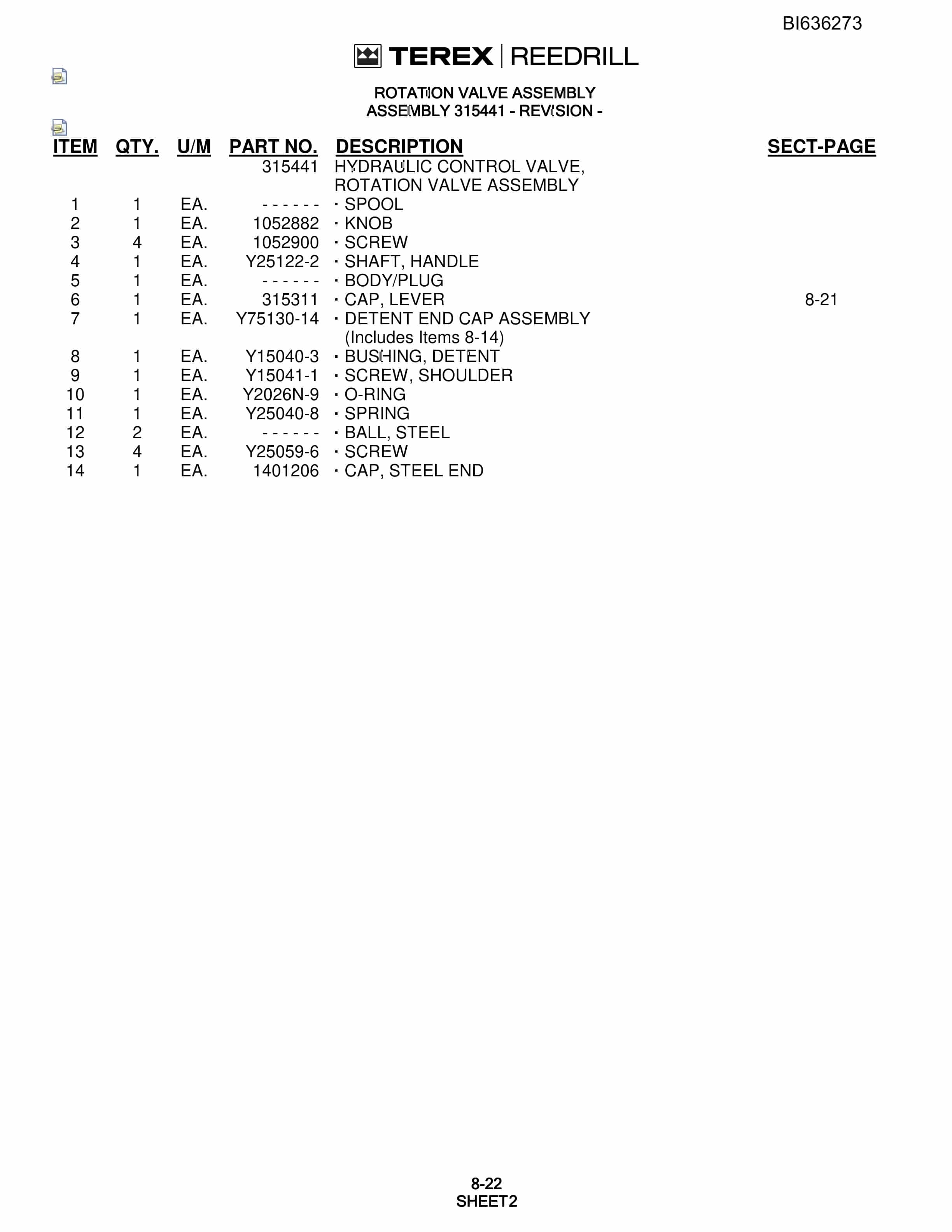 Bucyrus SCH5000 Hydra-Trac Parts Catalog BI636273-3