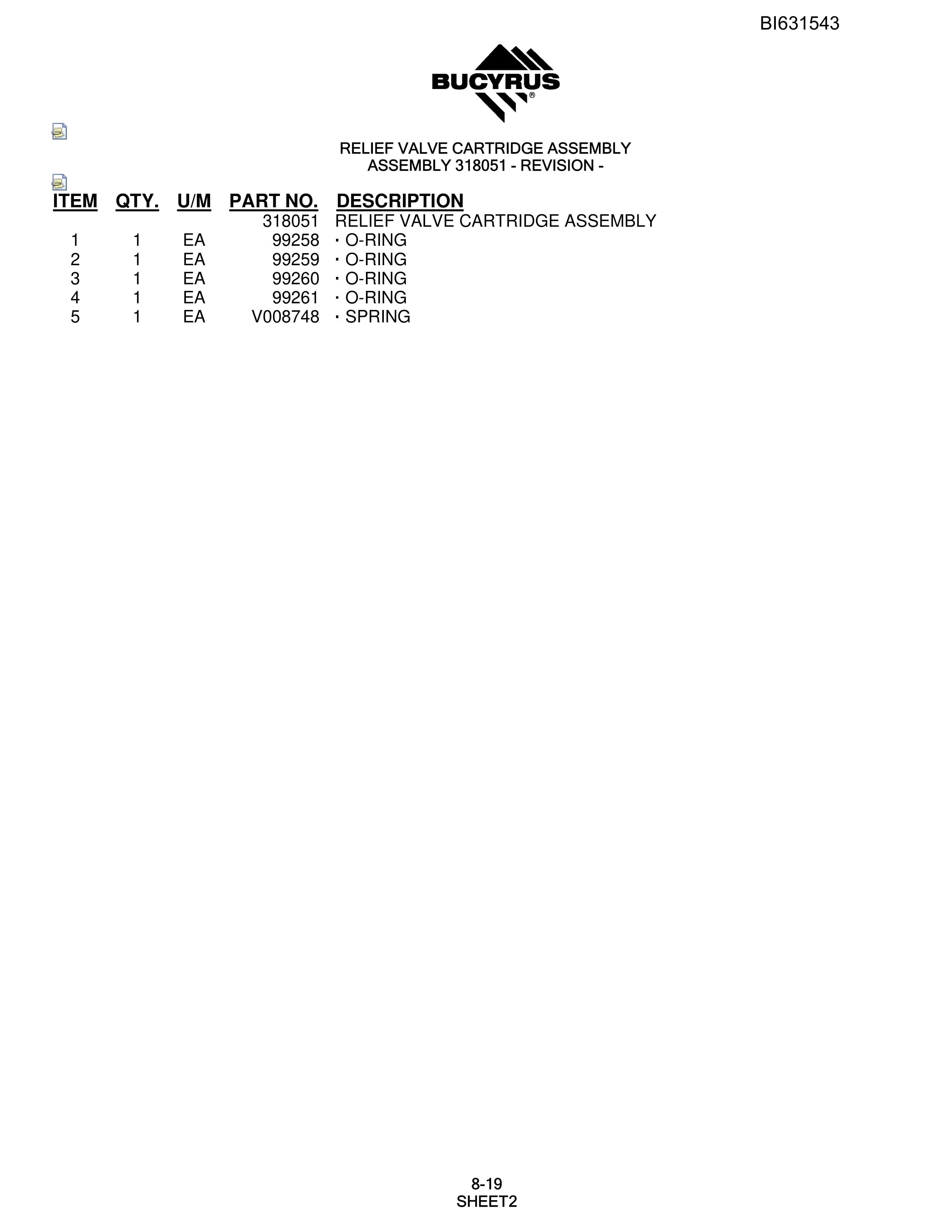 Bucyrus SCH5000 Hydraulic Track Drill Parts Manual BI631543-3