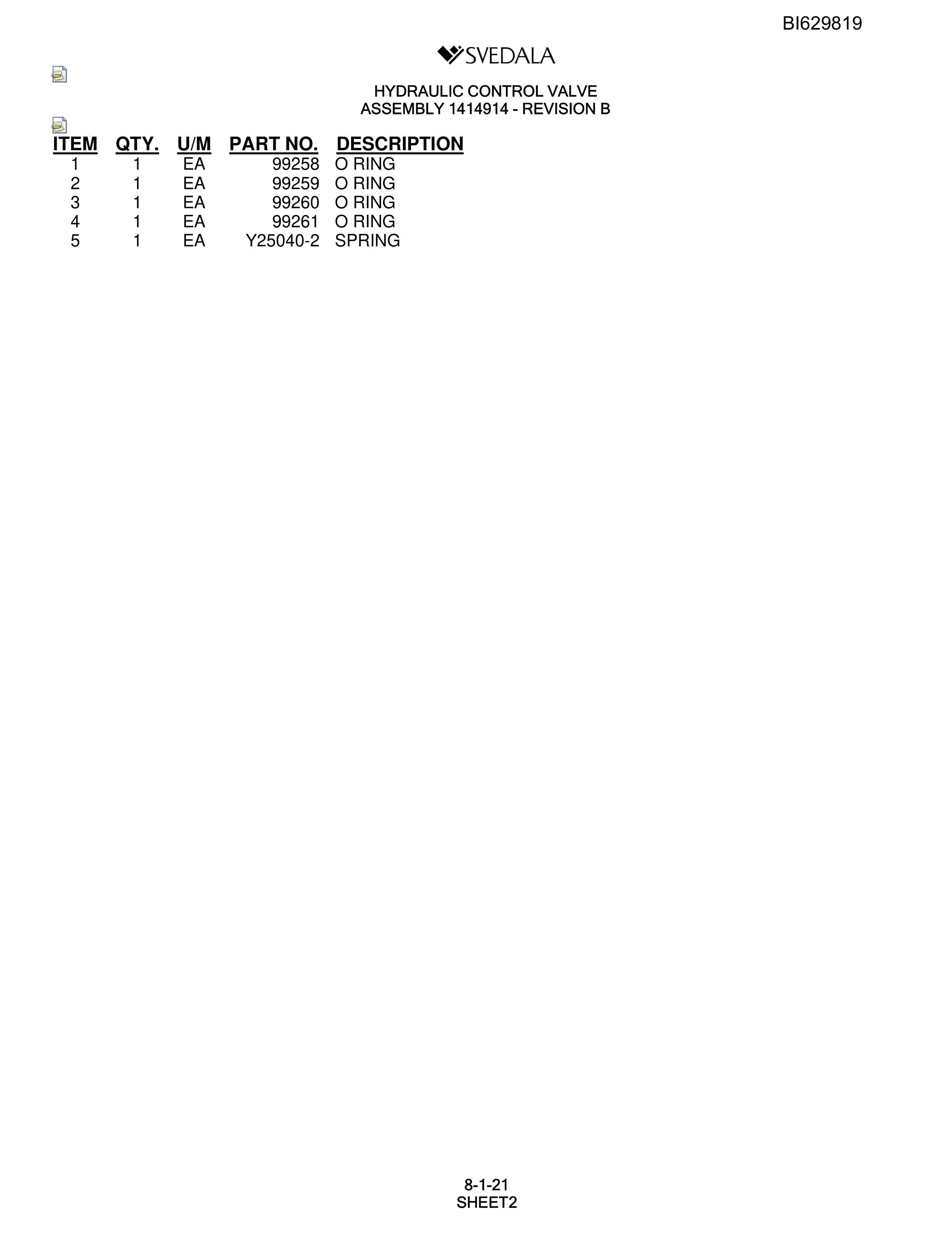 Bucyrus SCH5000 Parts Catalog BI629819-3