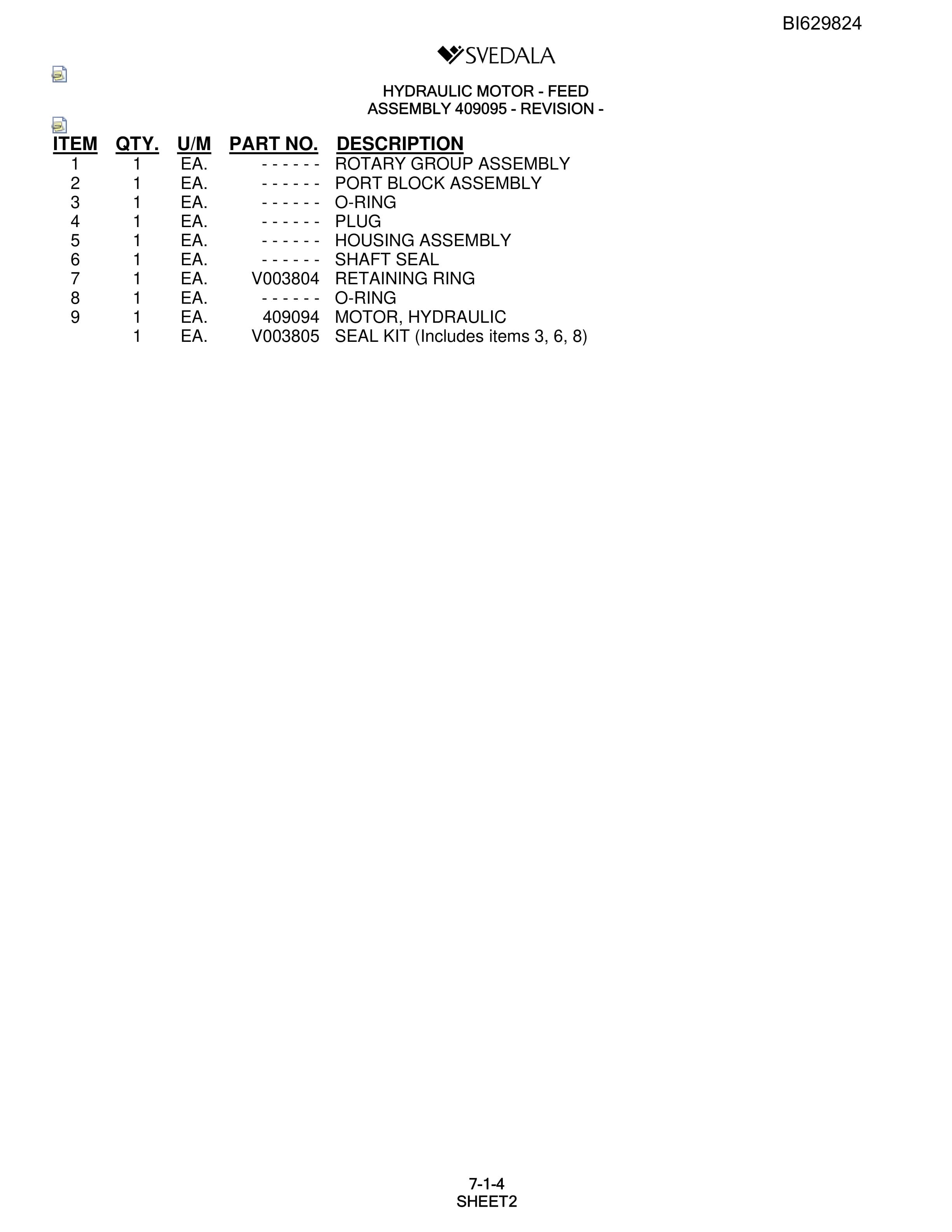Bucyrus SCH5000 Parts Catalog BI629824-2