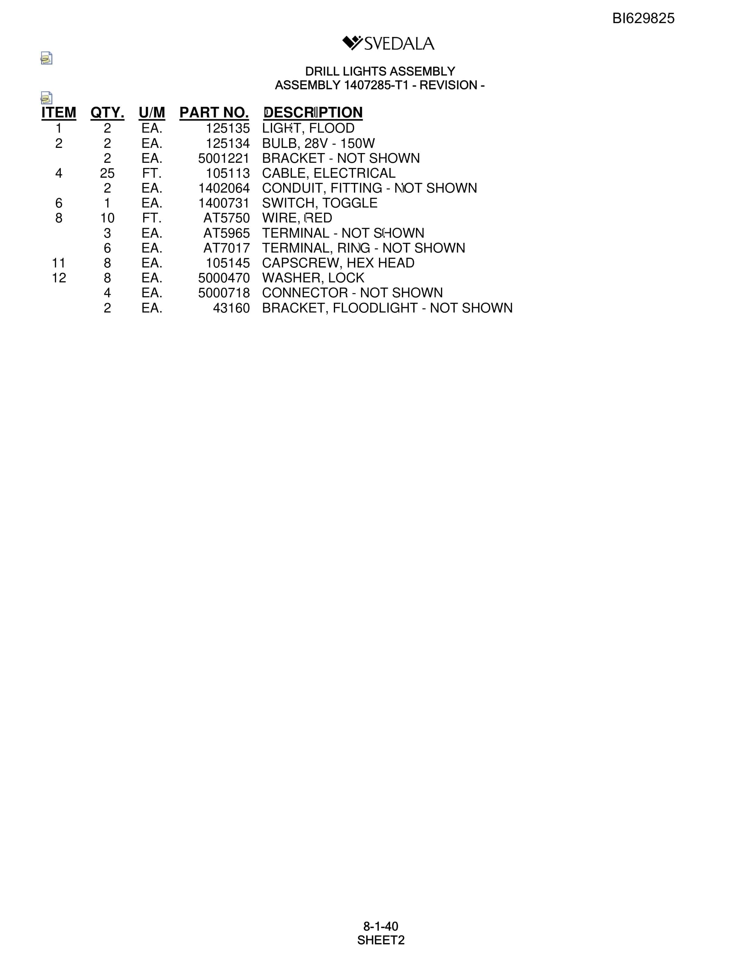Bucyrus SCH5000 Parts Catalog BI629825-5