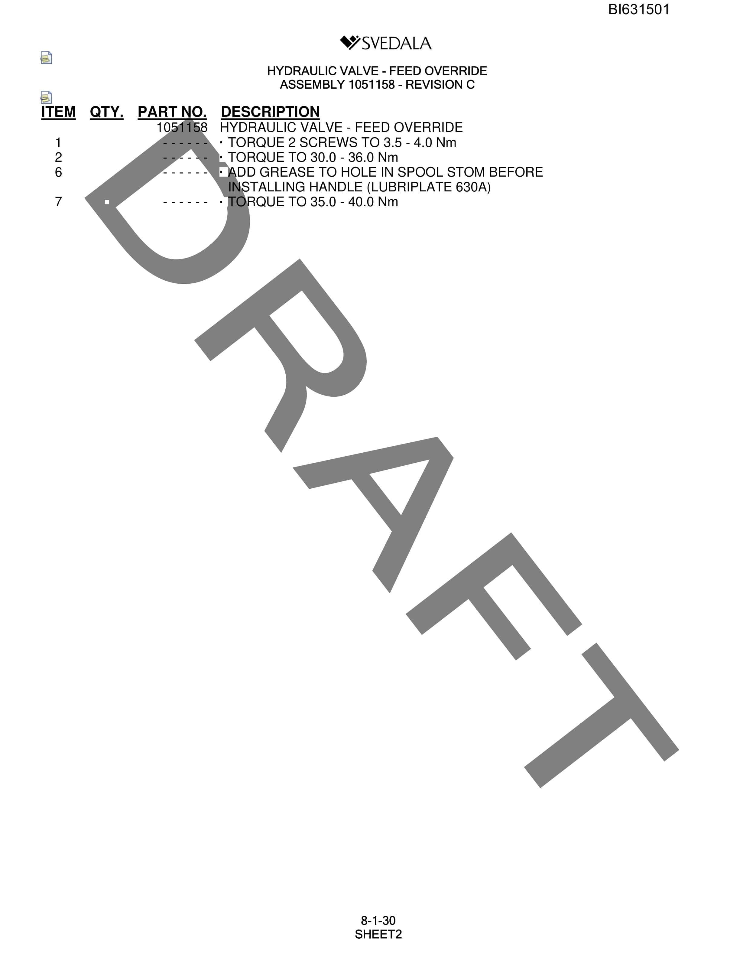 Bucyrus SCH5000 Parts Catalog BI631501-4
