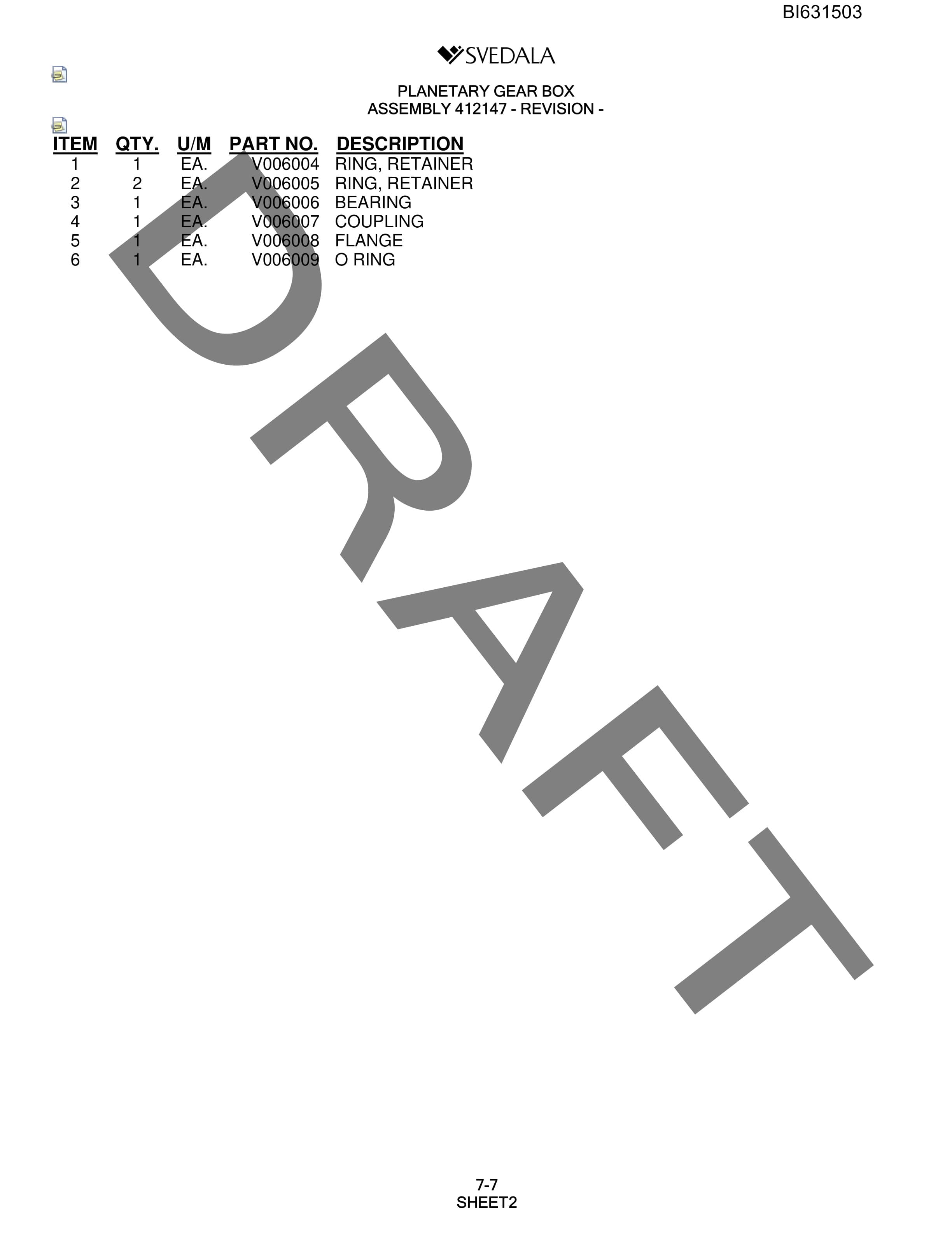Bucyrus SCH5000 Parts Catalog BI631503-2