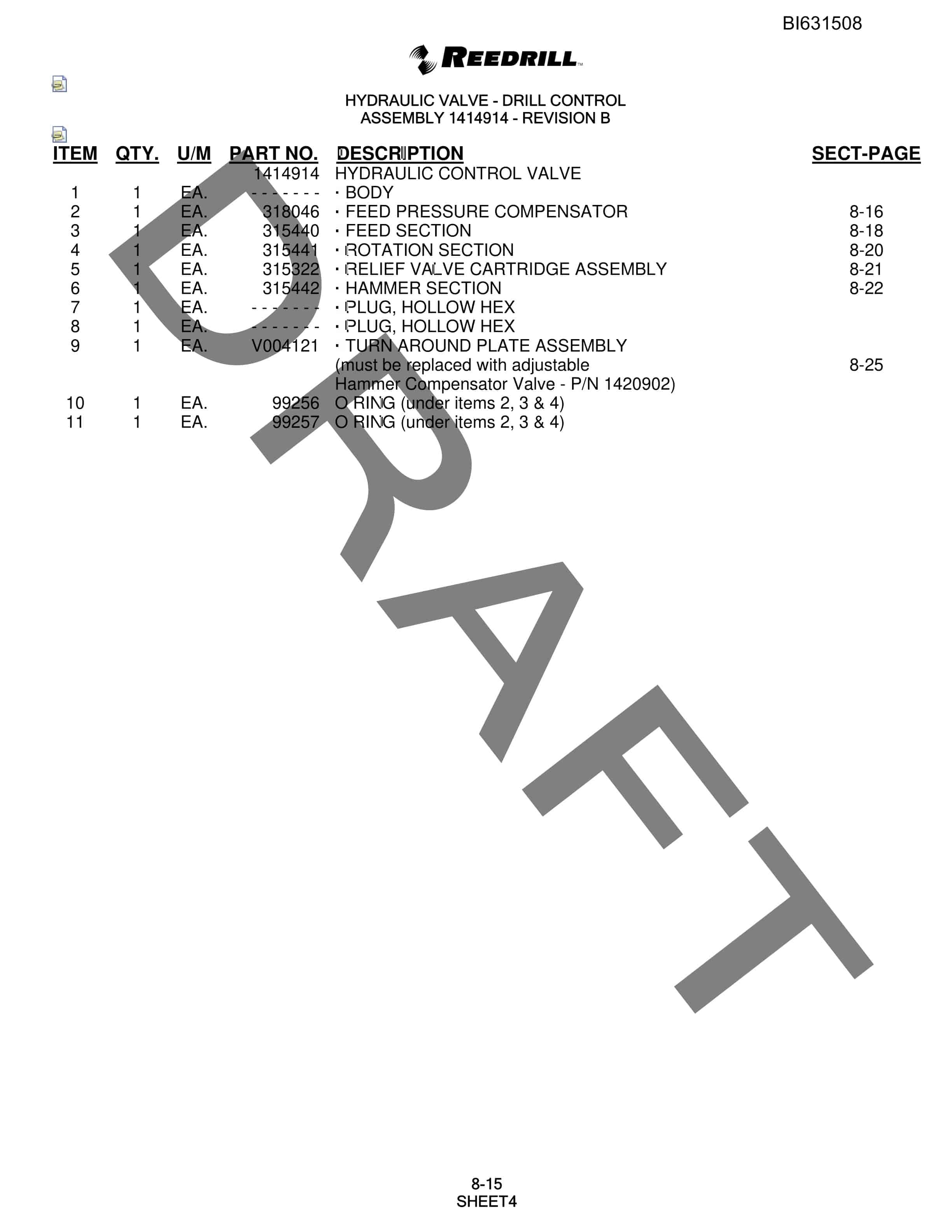Bucyrus SCH5000 Parts Catalog BI631508-3