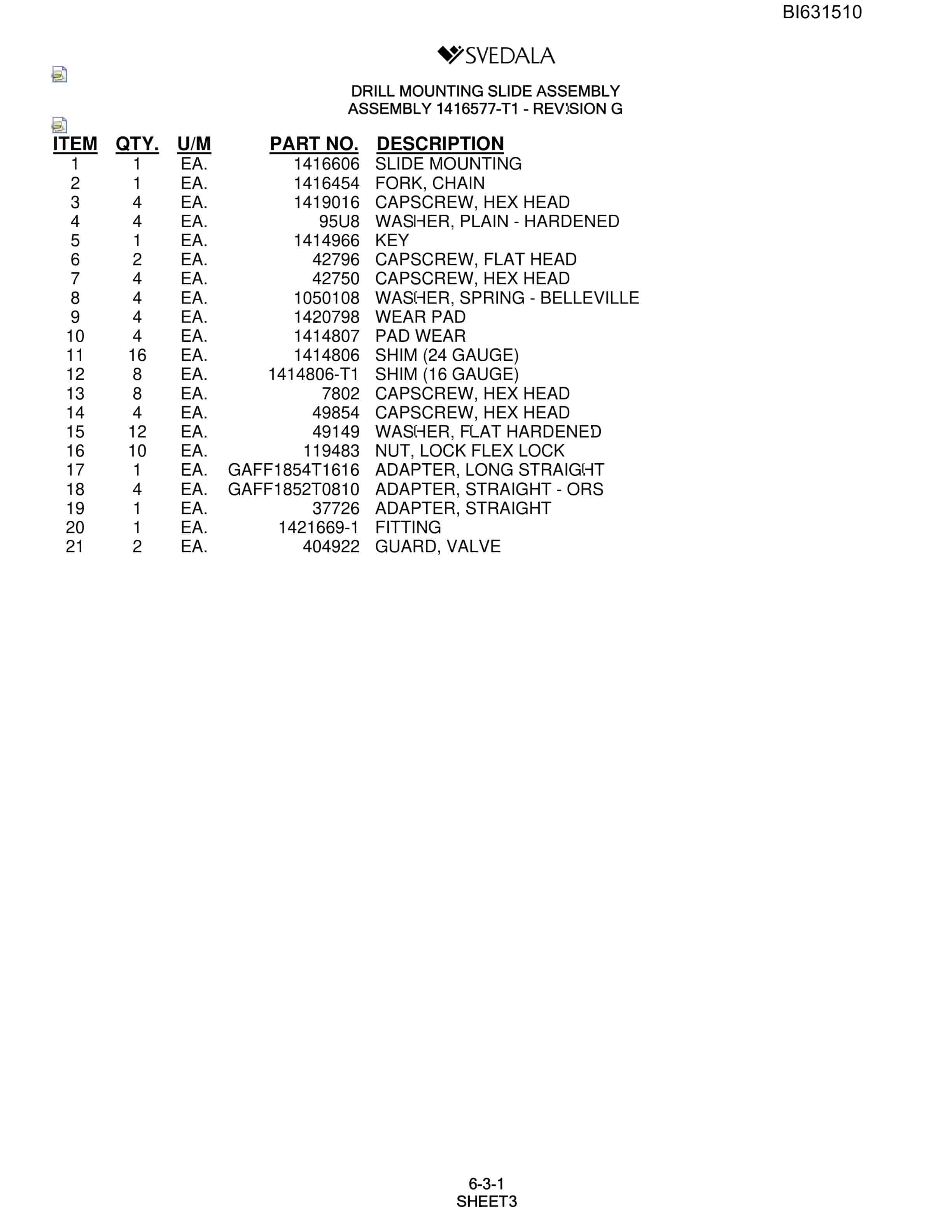 Bucyrus SCH5000 Parts Catalog BI631510-2
