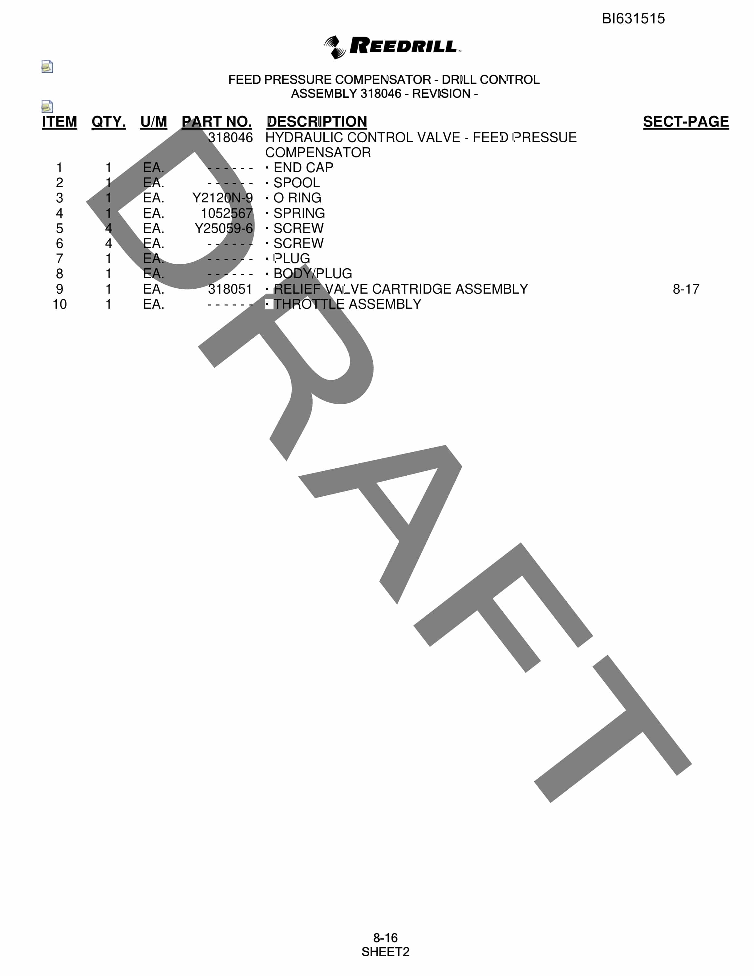 Bucyrus SCH5000 Parts Catalog BI631515-3