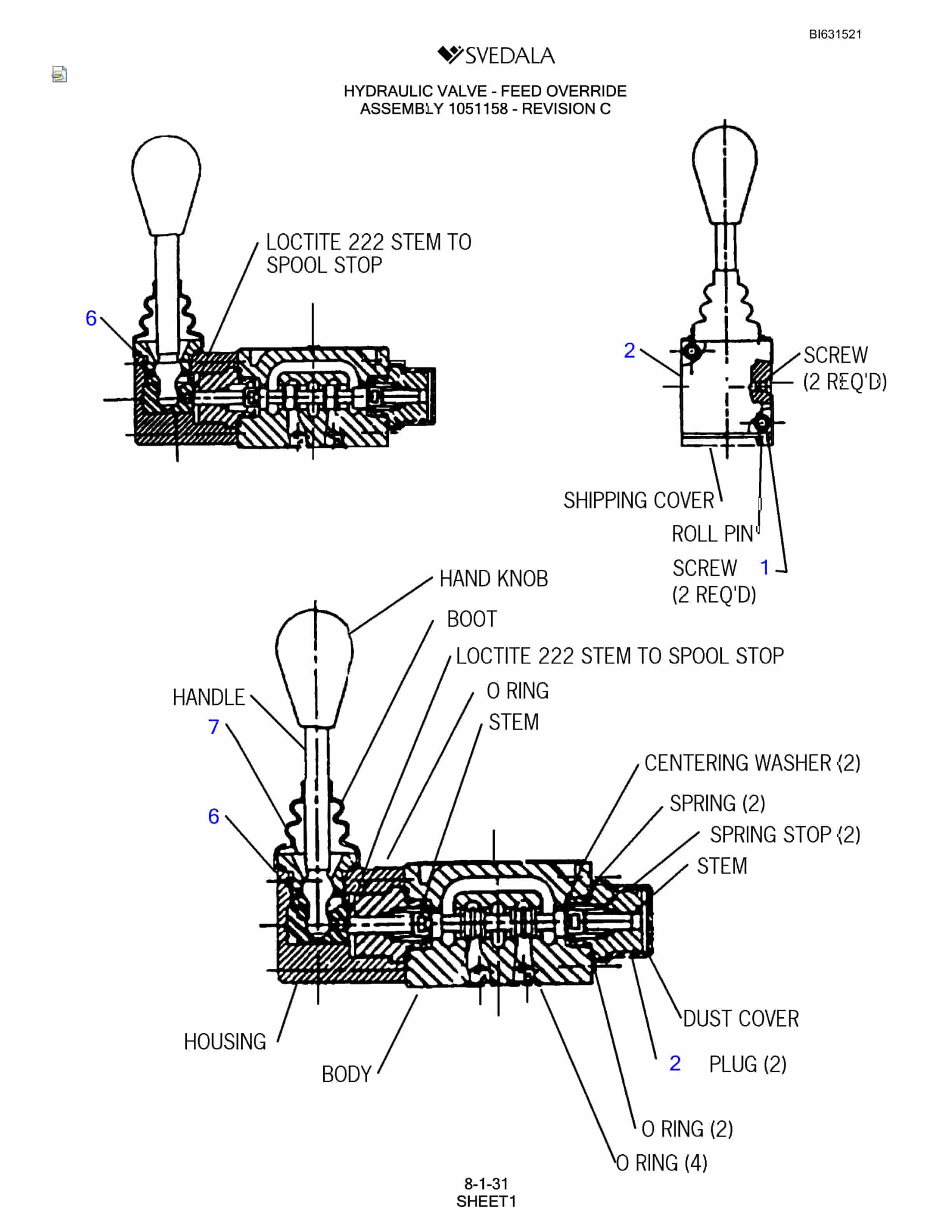 Bucyrus SCH5000 Parts Catalog BI631521-4