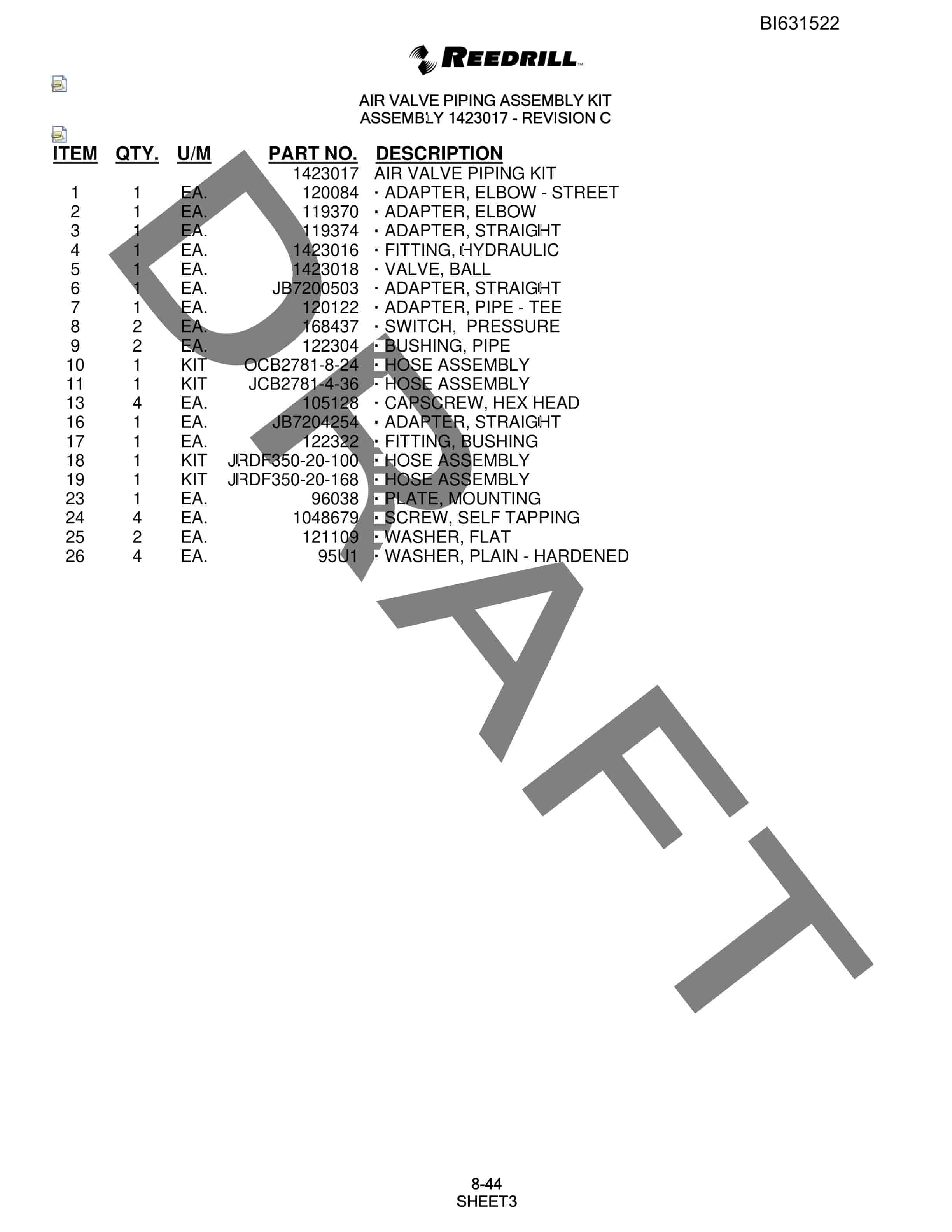Bucyrus SCH5000 Parts Catalog BI631522-5